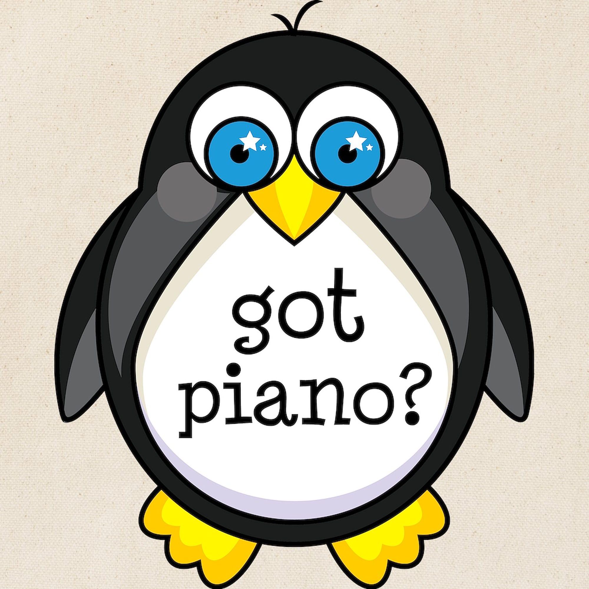 Piano Music Penguin Tote Bag - Natural Canvas Reusable Shopping Bag for Music Lovers & Grocery Shopping