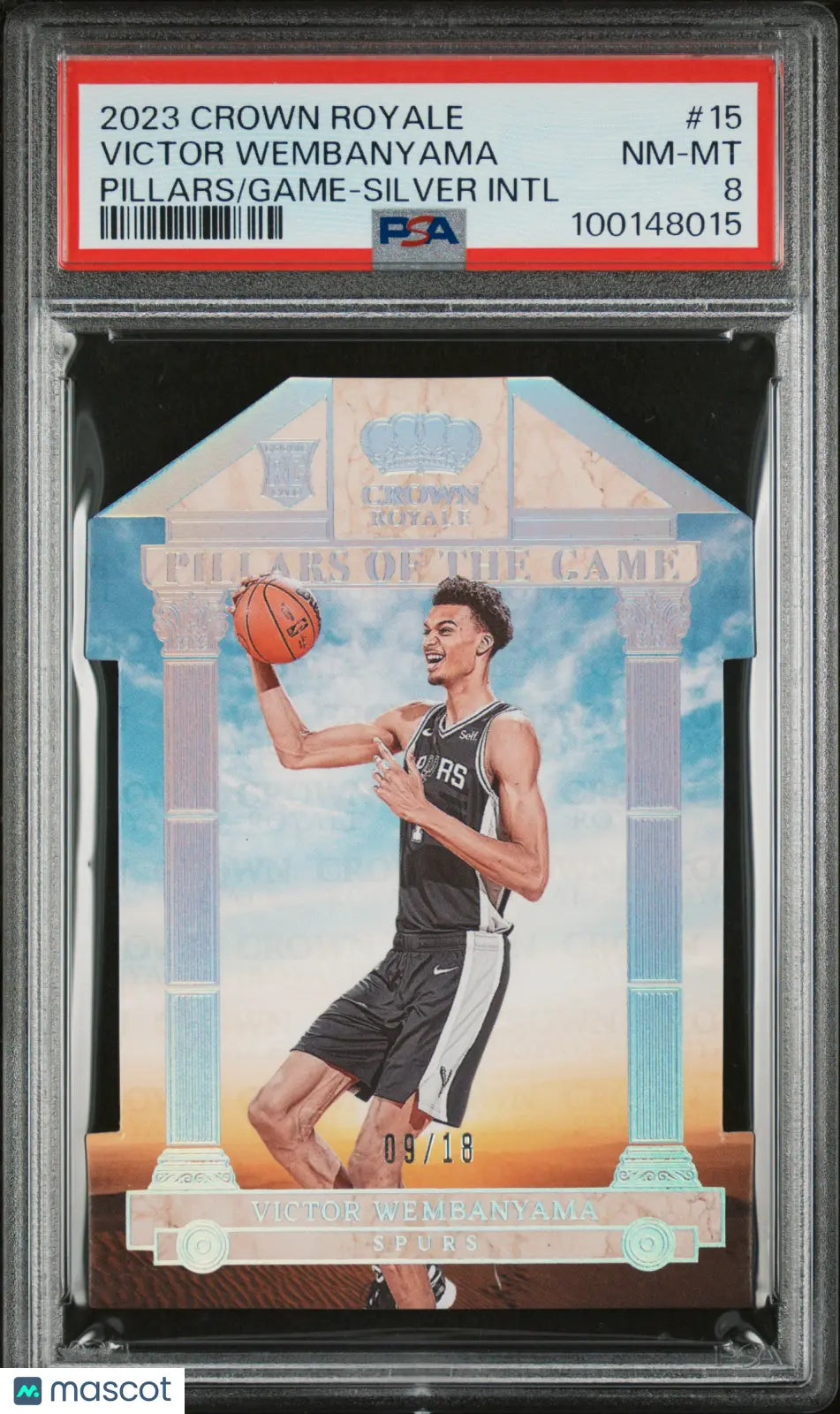 2023 Crown Royale Pillars Of The Game Silver Victor Wembanyama Rookie Card PSA 8 /18 - Rare Collectible for Basketball Fans & Sports Memorabilia Enthusiasts