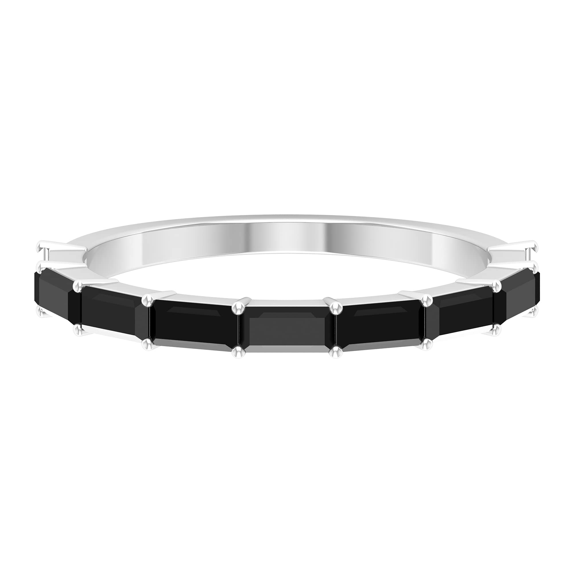 3/4 CT Black Onyx Half Eternity Ring - 14K Solid Gold Baguette Cut East West Ring - Elegant Onyx and Gold Semi Eternity Band - Perfect for Anniversary Gifts, Valentine's Day & Special Occasions