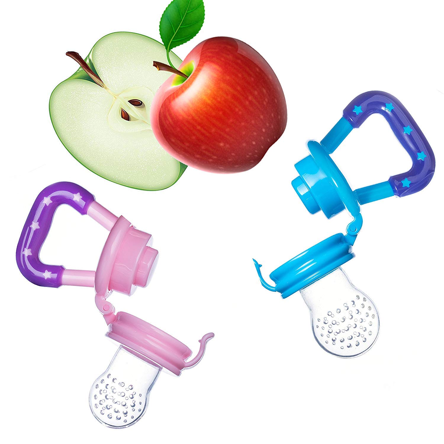 SYGA Medium Fresh Food Nibbler - Baby Fruit Feeder Pacifier with Silicone Mesh for Teething Infants (Yellow) | Perfect for On-the-Go Snacking & Soothing Sore Gums
