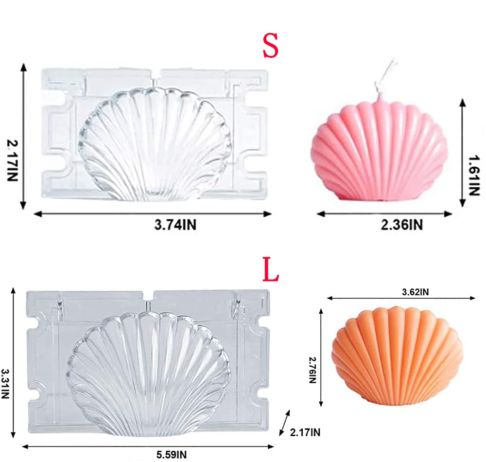 DIY Candle and Soap Molds - 2 Sets Handmade Seashell Scallop Shell Candle Casting Molds for Clay Crafts, Christmas Decorations & Beach Wedding Favors - Perfect for DIY Home Decor, Gift Making and Party Supplies