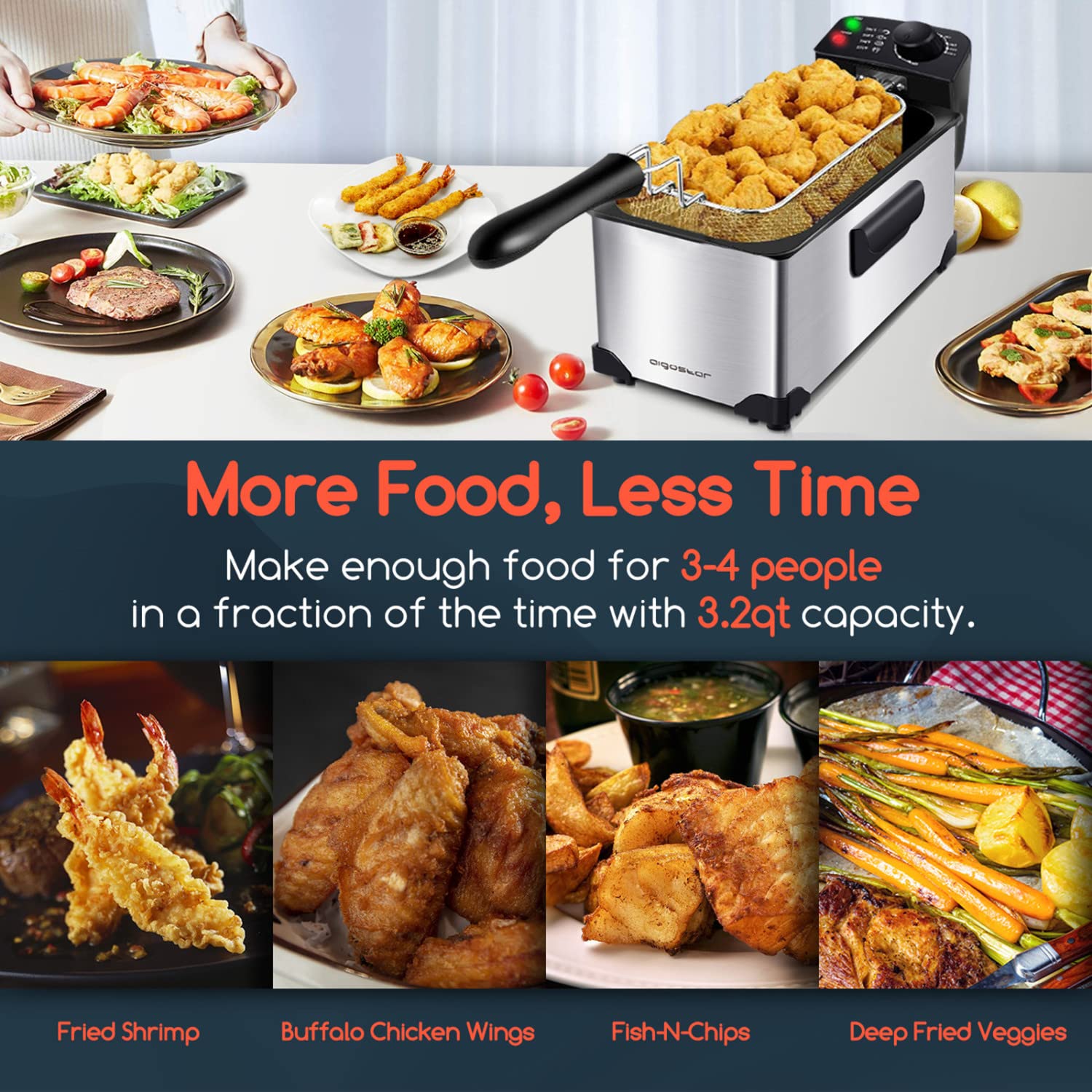 **Aigostar 3-in-1 Electric Deep Fryer, Sandwich Maker & Waffle Iron with Removable Non-Stick Plates – Perfect for Home Cooking, Panini Press, Grilled Cheese & Crispy Fries**    *(Ideal for Breakfast, Snacks, and Family Gatherings – Quick & Easy Meals!)*