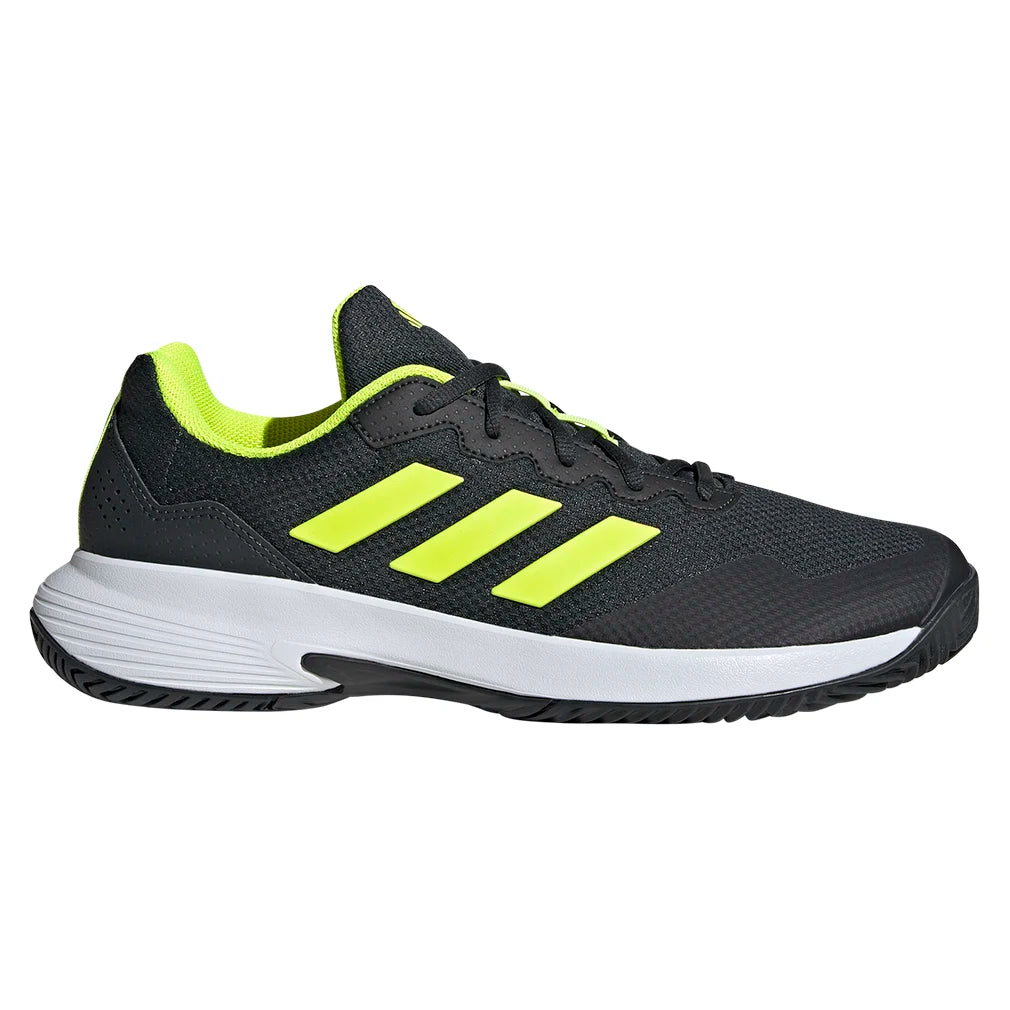 Juniors' GameCourt 2 Tennis Shoes - Carbon & Lucid Lemon Color - Lightweight Performance Sneakers for Girls - Perfect for Tennis, Running & School Sports