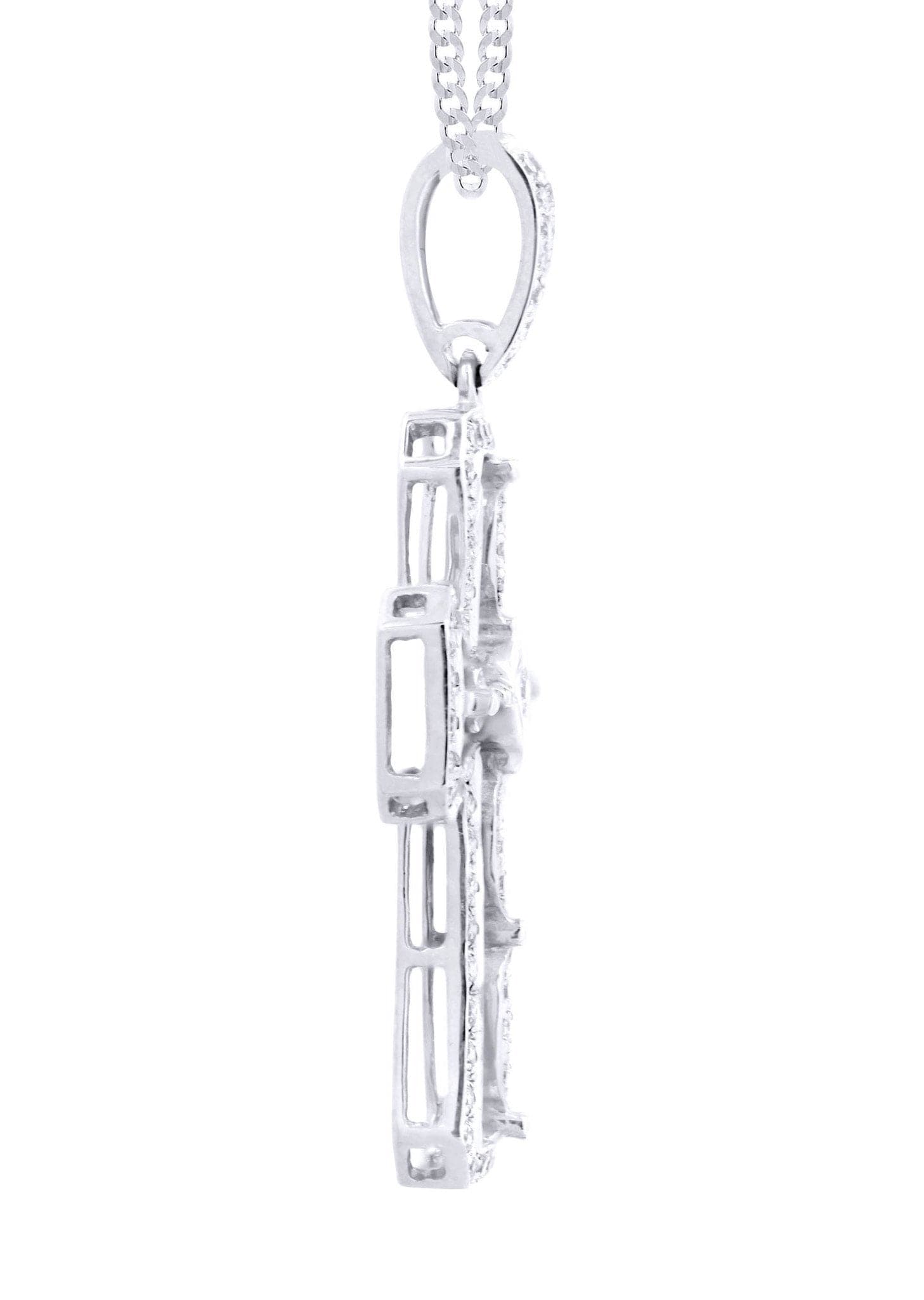 14K White Gold Diamond Cross Pendant Necklace - 0.66 Carat Dainty Religious Jewelry for Women - Perfect for Baptism, Confirmation & Everyday Elegance