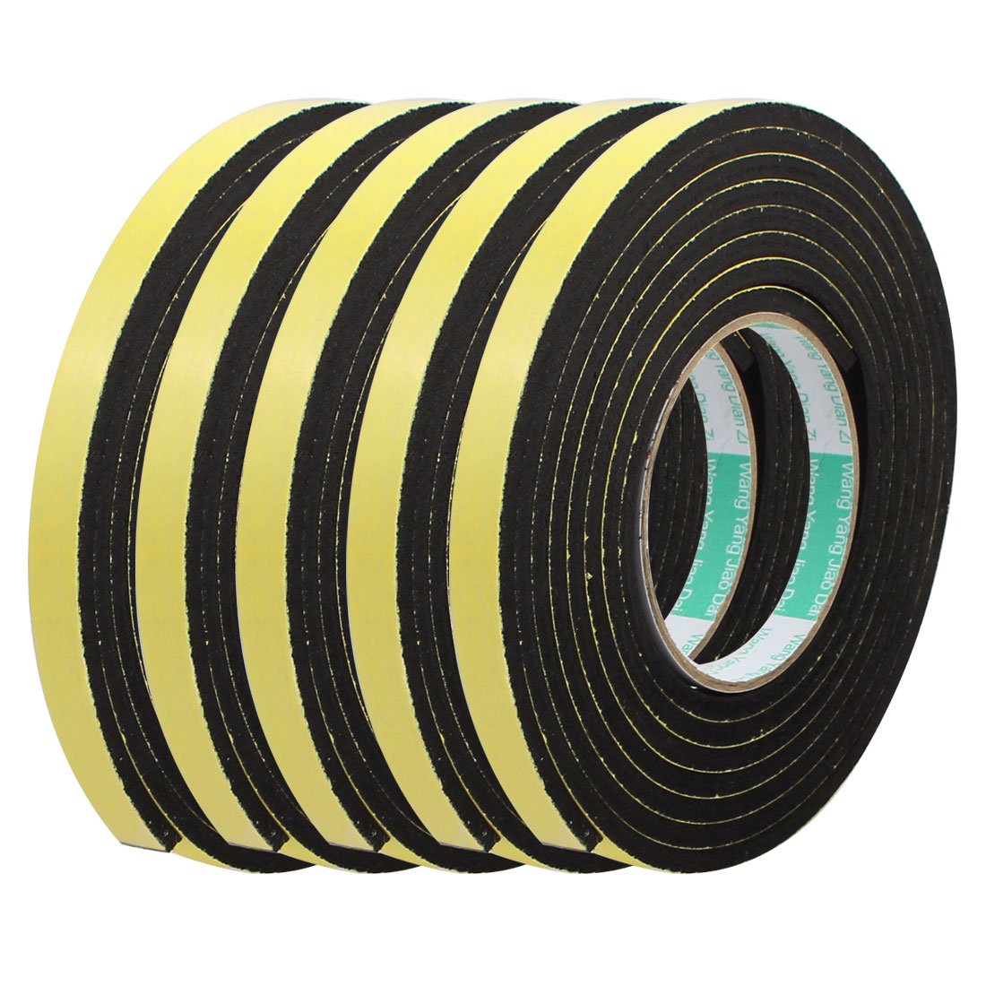 5Pcs 3Meter 12mm x 5mm Single-Side Adhesive Shockproof Sponge Foam Tape - Yellow Black Electrical Tape for Tools & Hardware, DIY Projects, Home Repairs, and Cable Management