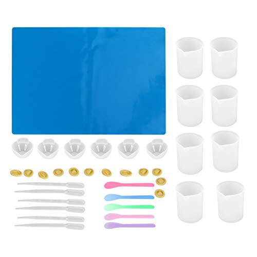 36-Piece DIY Epoxy Resin Mixing Tool Set - Plastic Measuring Cups, Silicone Spoons & Droppers for Jewelry, Crafts, Soap Making & Casting Projects | Essential Measuring Tools & Scales for Artists & DIY Enthusiasts