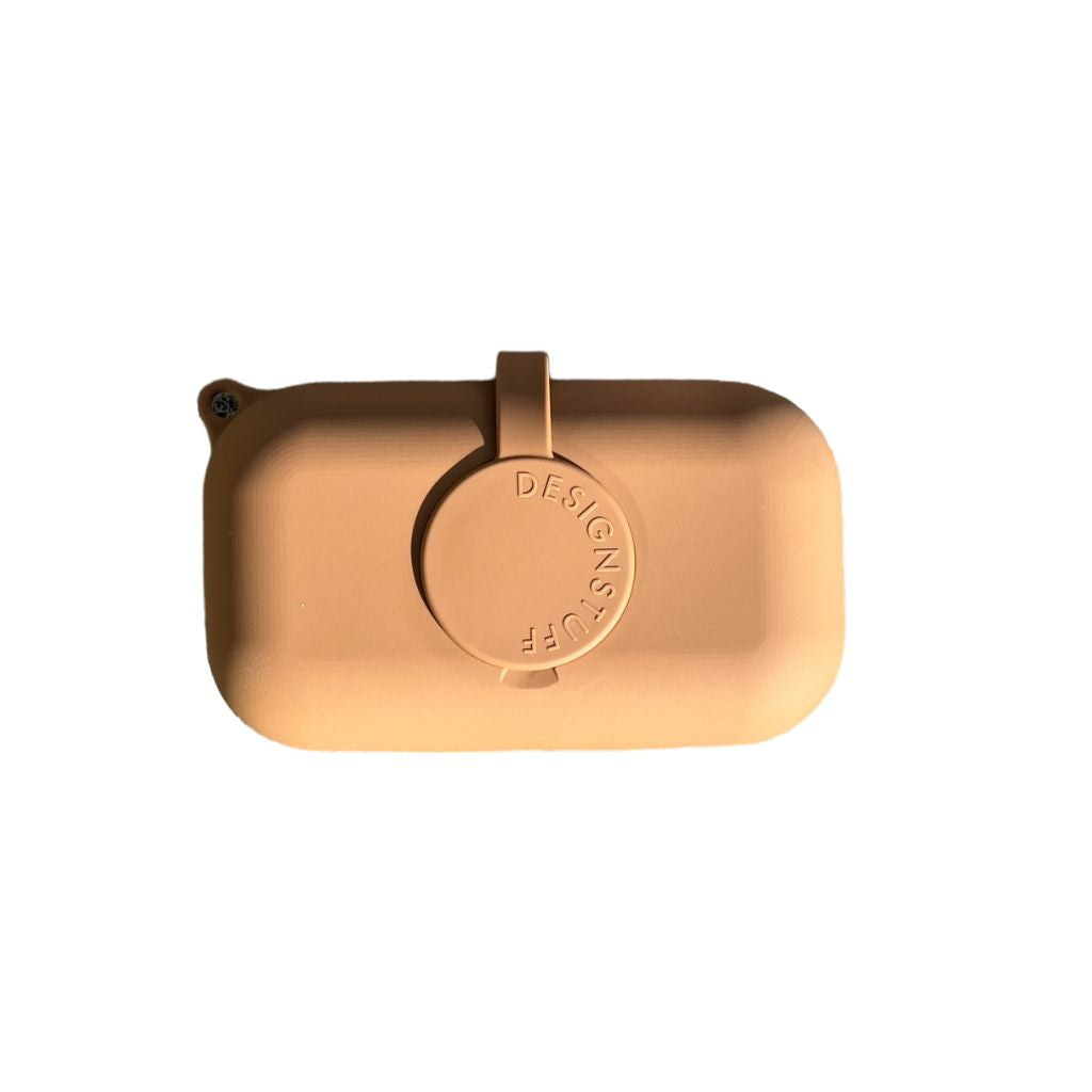 DESIGNSTUFF Wet Wipes Container with Lid - Portable & Leak-Proof Baby Wipes Case for Diaper Bags, Travel, Car, and On-the-Go Use (Camel Color)