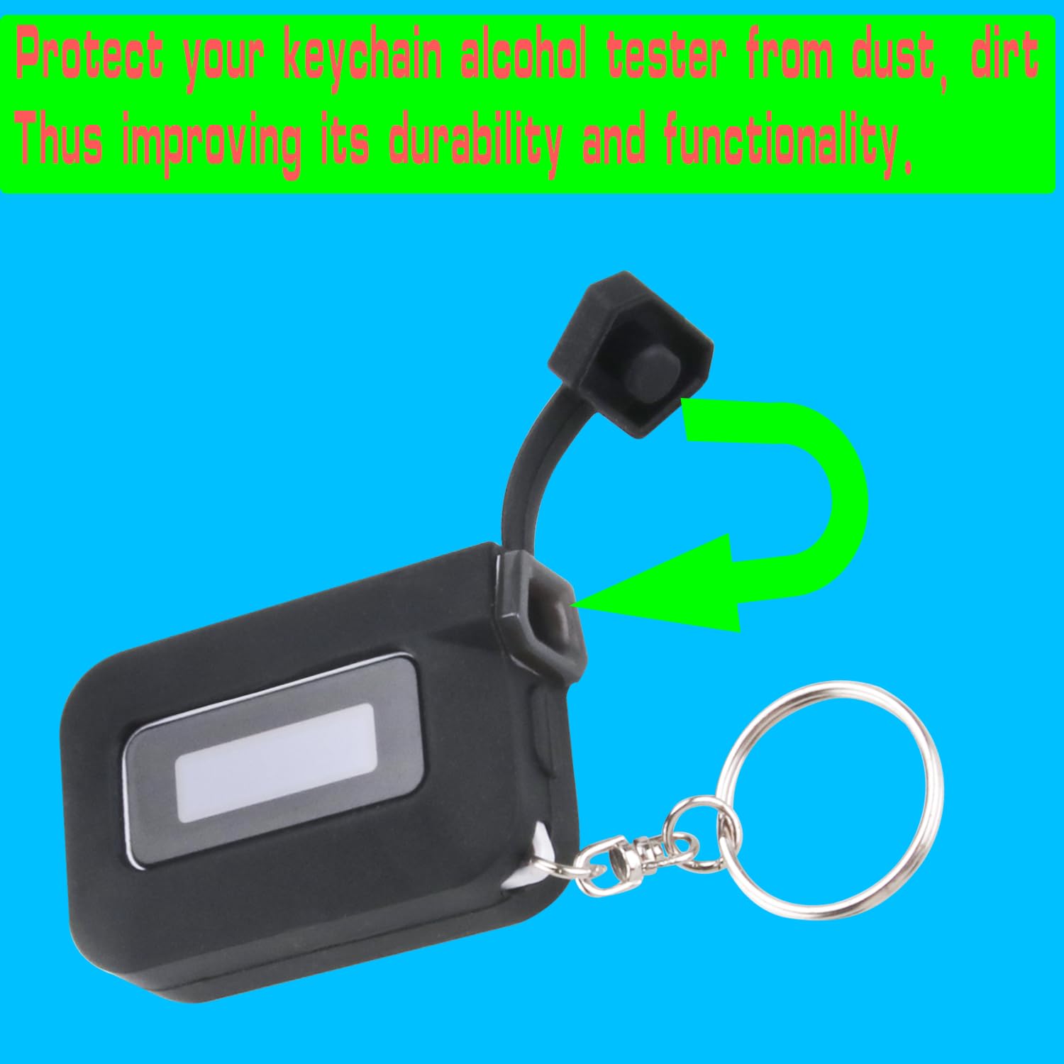 Premium Silicone Protective Cover for C6 Keychain Breathalyzer - Black (1 Pack + 30 Bonus) | Perfect for Nightlife, Travel & Personal Alcohol Monitoring