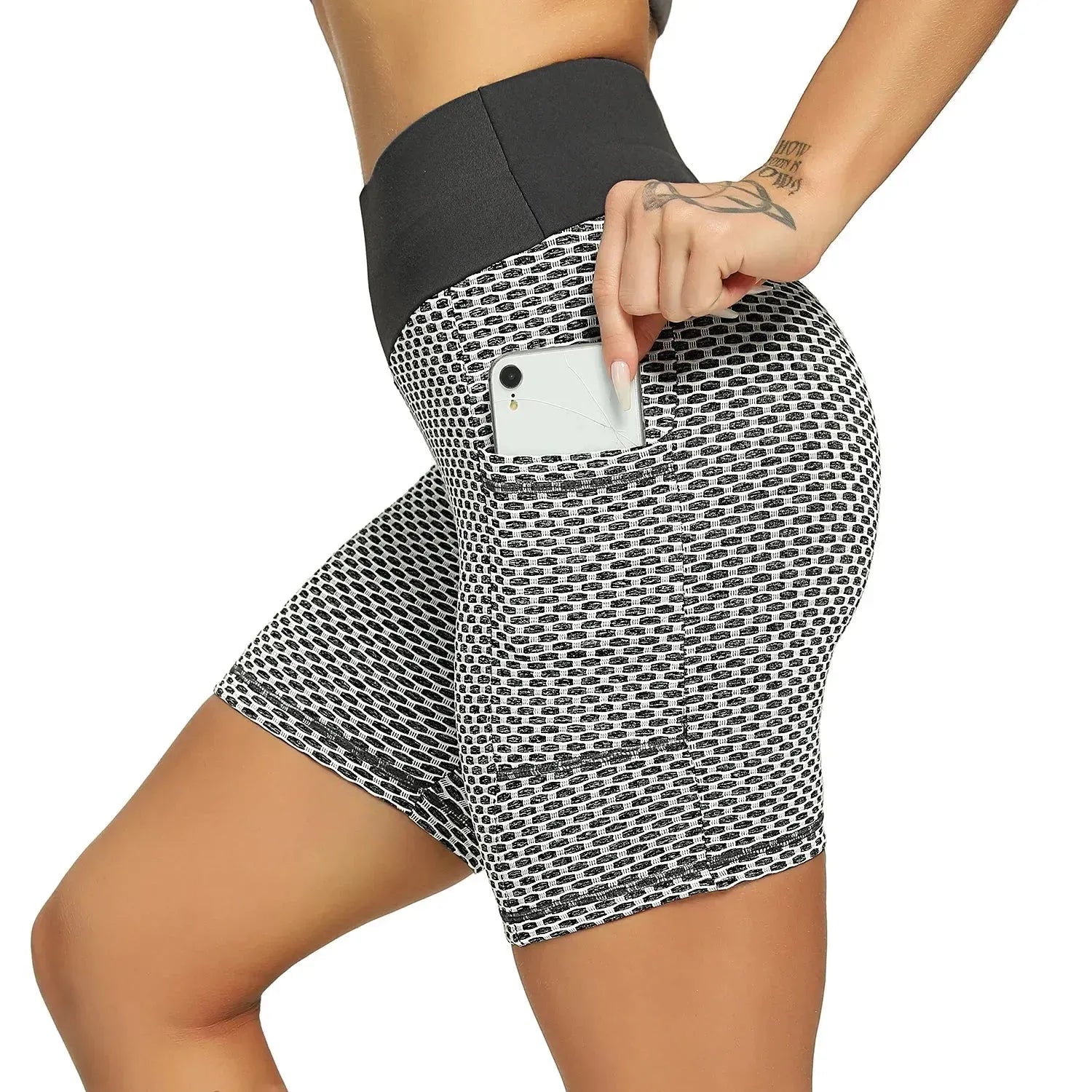 High Waist Seamless Yoga Shorts for Women - Tummy Control Workout Shorts with Pockets, Elastic Running & Gym Shorts - Perfect for Yoga, Fitness, Running & Lounge Wear