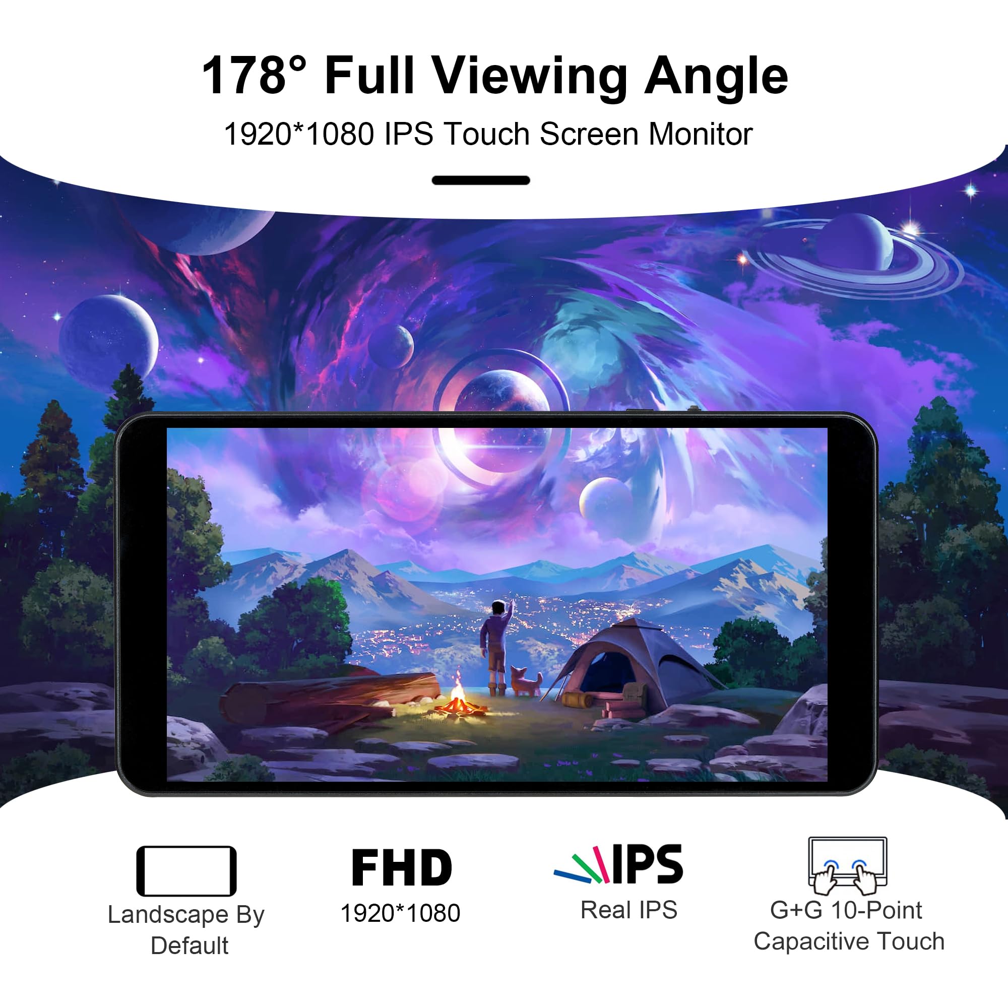 7 Inch Portable Touchscreen Monitor 1080P FHD - Ultra Slim HDMI USB-C Display for Gaming, Laptop, PS4, Xbox & Nintendo Switch - Perfect for Travel, Office & Home Entertainment