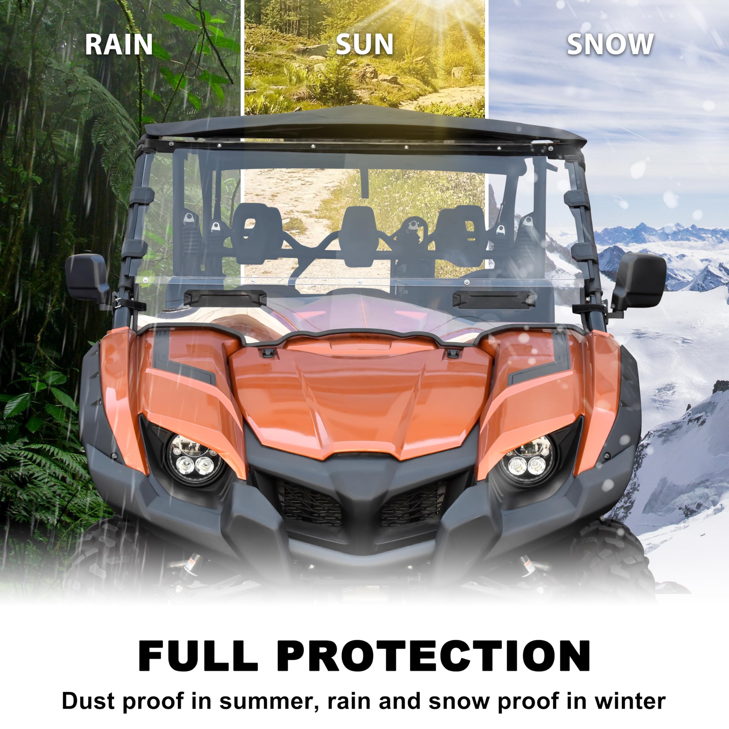 SAUTVS Clear Durable Hard Coat Poly Vented Full Windshield for Yamaha Viking VI (2014-2025) - Dustproof ATV Accessories for Off-Road Adventures & Trail Riding