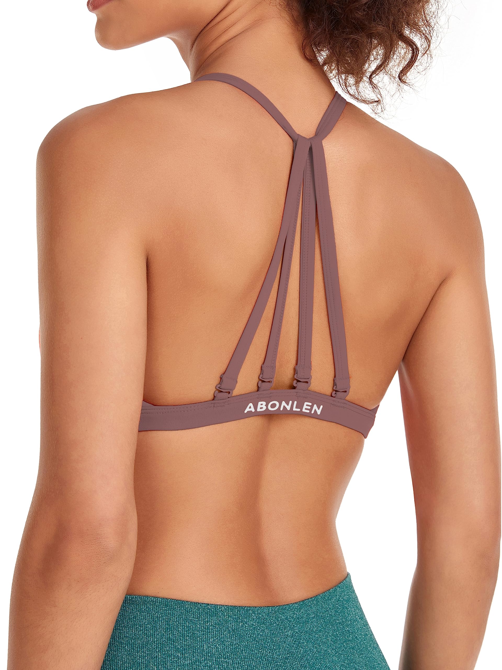 Abonlen Women's Sports Bras - Workout Strappy Backless Yoga Crop Tank Top for Running, Gym & Active Wear