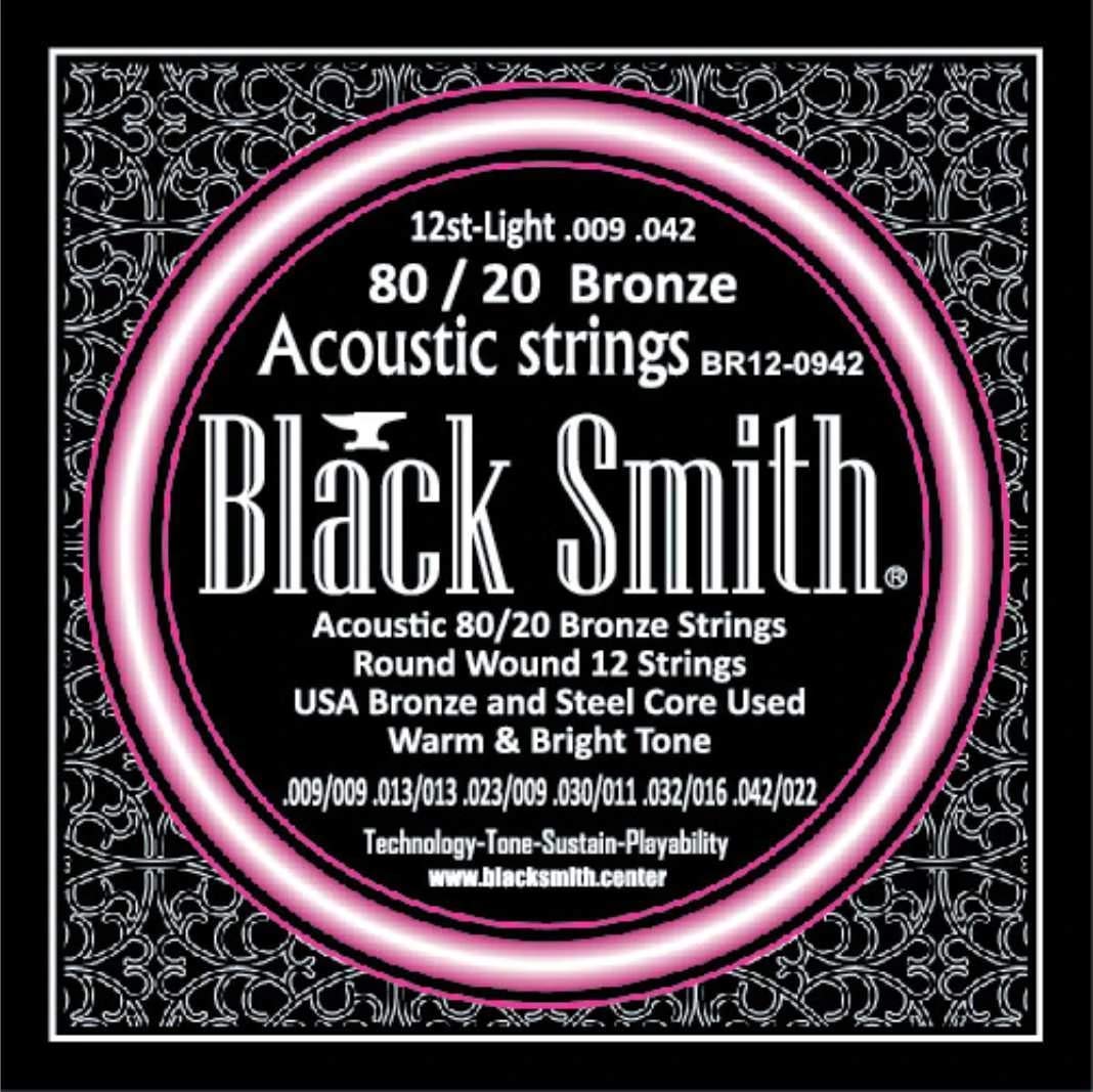 12 String Acoustic Guitar Strings Light 009-042 - Non Coated Phosphor Bronze for Clear Bright Tone | Perfect for Folk, Country & Fingerstyle Playing
