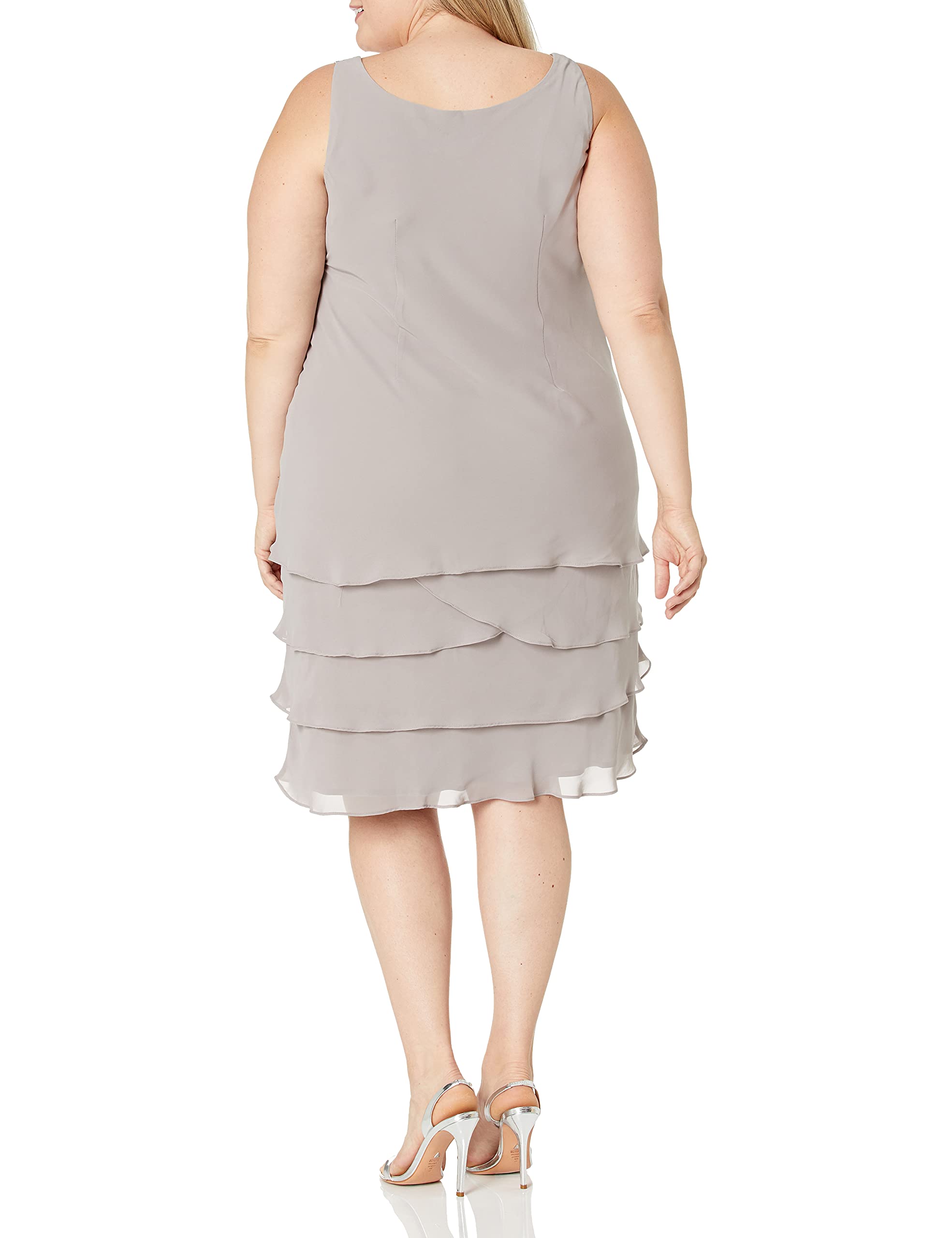 Women's Plus Size Embellished Shoulder Chiffon Tiered Jacket - Elegant Mother of The Bride Dress for Weddings & Special Occasions | S.L. Fashions