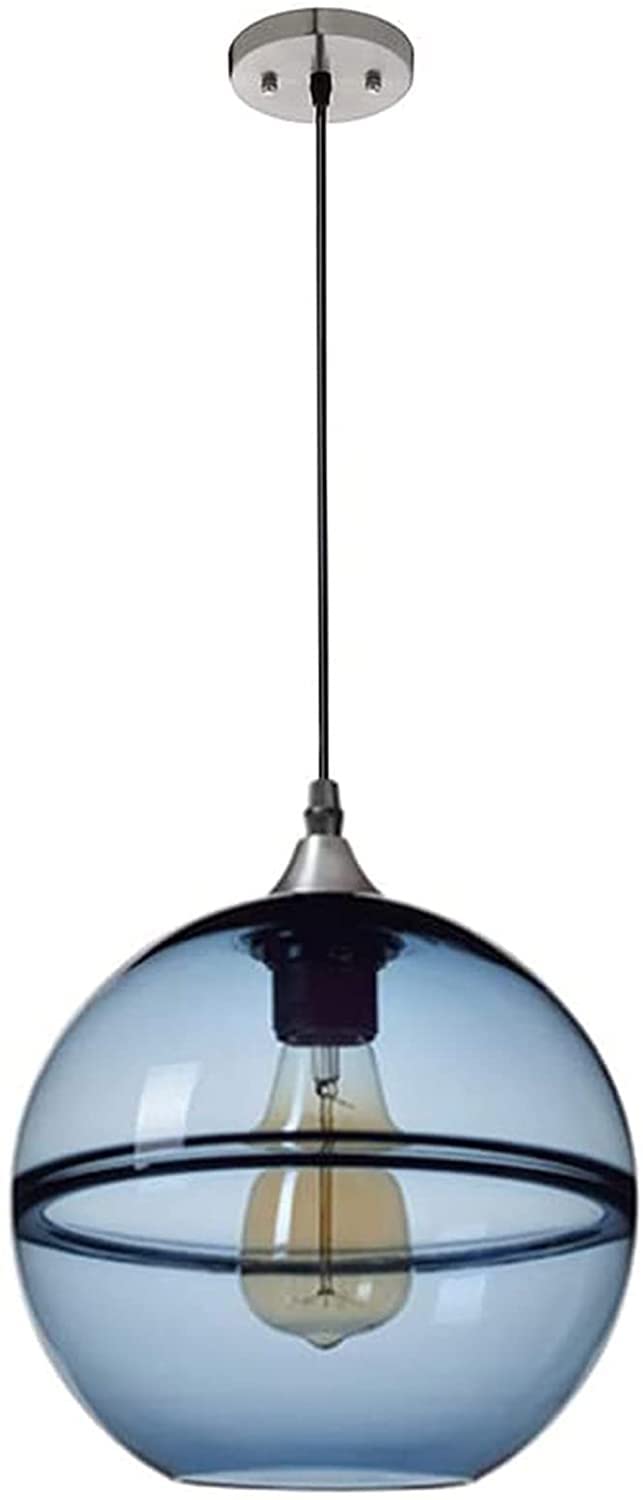 Modern Minimalist Spherical Glass Pendant Light - Creative Nebula Globe Ceiling Lamp for Living Room, Dining Room & Kitchen Island - Blue Small Size - Perfect for Home Decor, Restaurant Lighting & Office Spaces