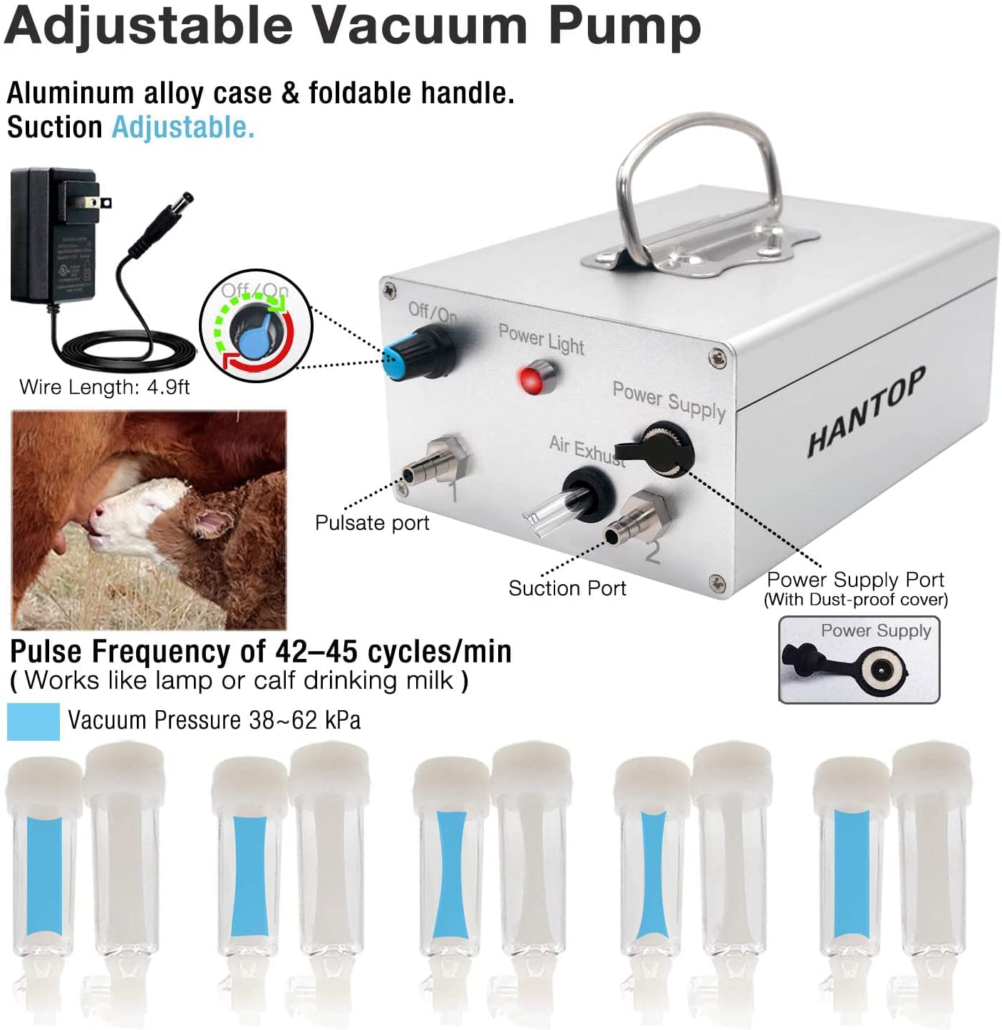 12L Cow Milking Machine with Goat Milking Teat Cup Replacement - Classic Model with Tube Included | Ideal for Dairy Farms, Homesteads & Small-Scale Milk Production