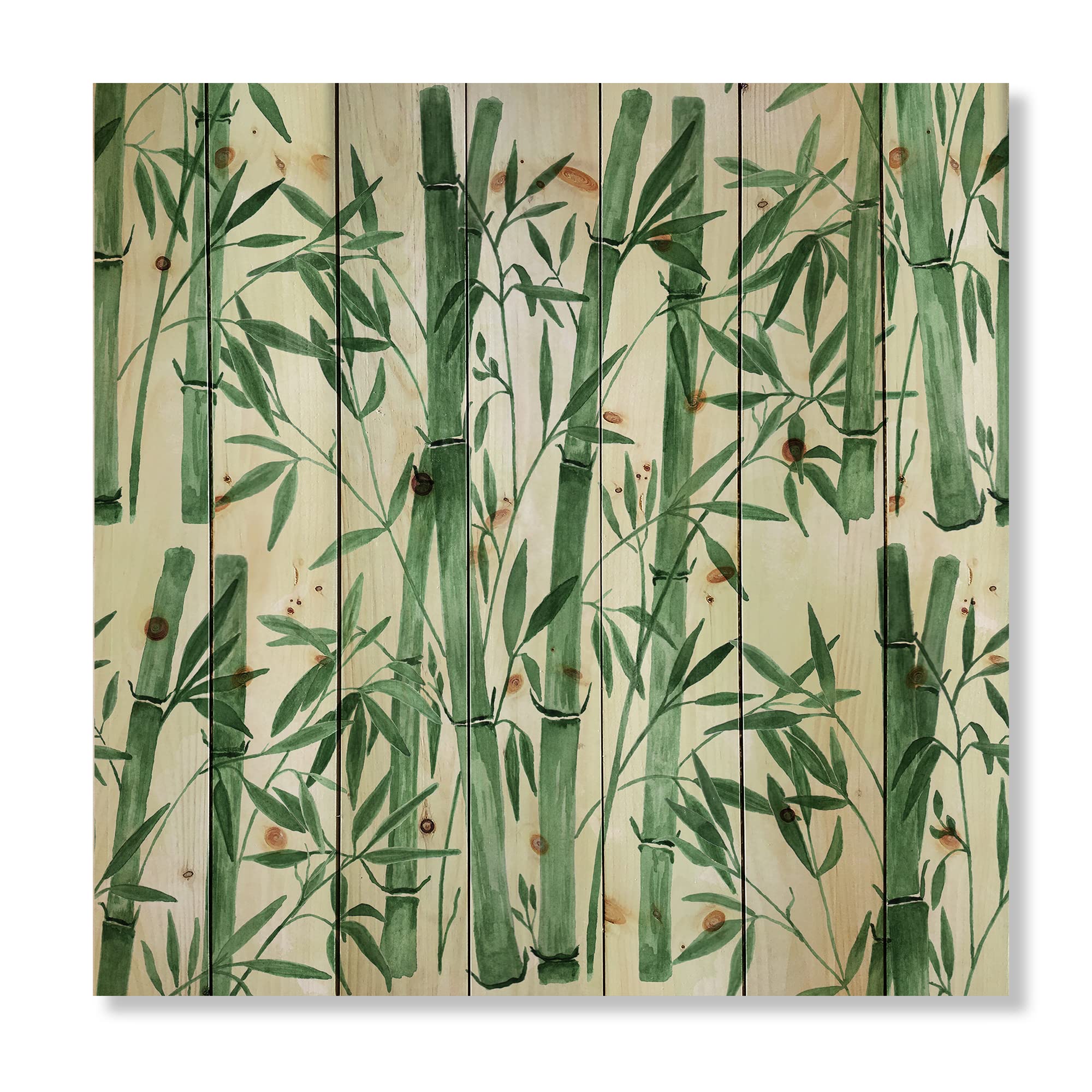 DesignQ Tropical Bamboo Forest Wood Wall Art - Large Floral Printed Pine Wood Panel Decor for Living Room, Bedroom & Office | Nature-Inspired Home Décor