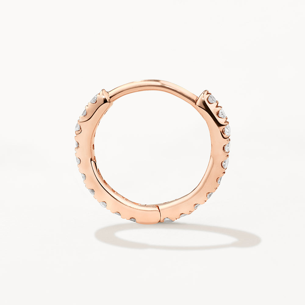 10k Rose Gold Diamond Helix Huggie Single Earring - Perfect for Cartilage Piercing, Everyday Wear & Special Occasions