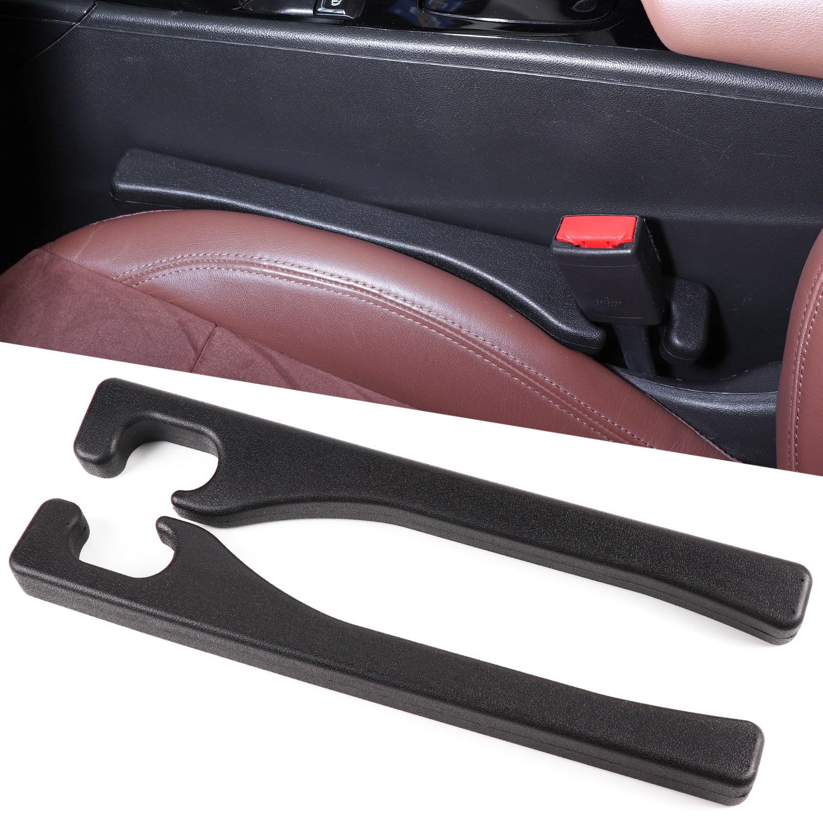 Briwill Universal Car Seat Gap Filler - 2 Pack Black Interior Accessories for Cars, SUVs & Trucks | Prevent Lost Items & Keep Your Vehicle Clean | Perfect for Women, Moms & Commuters