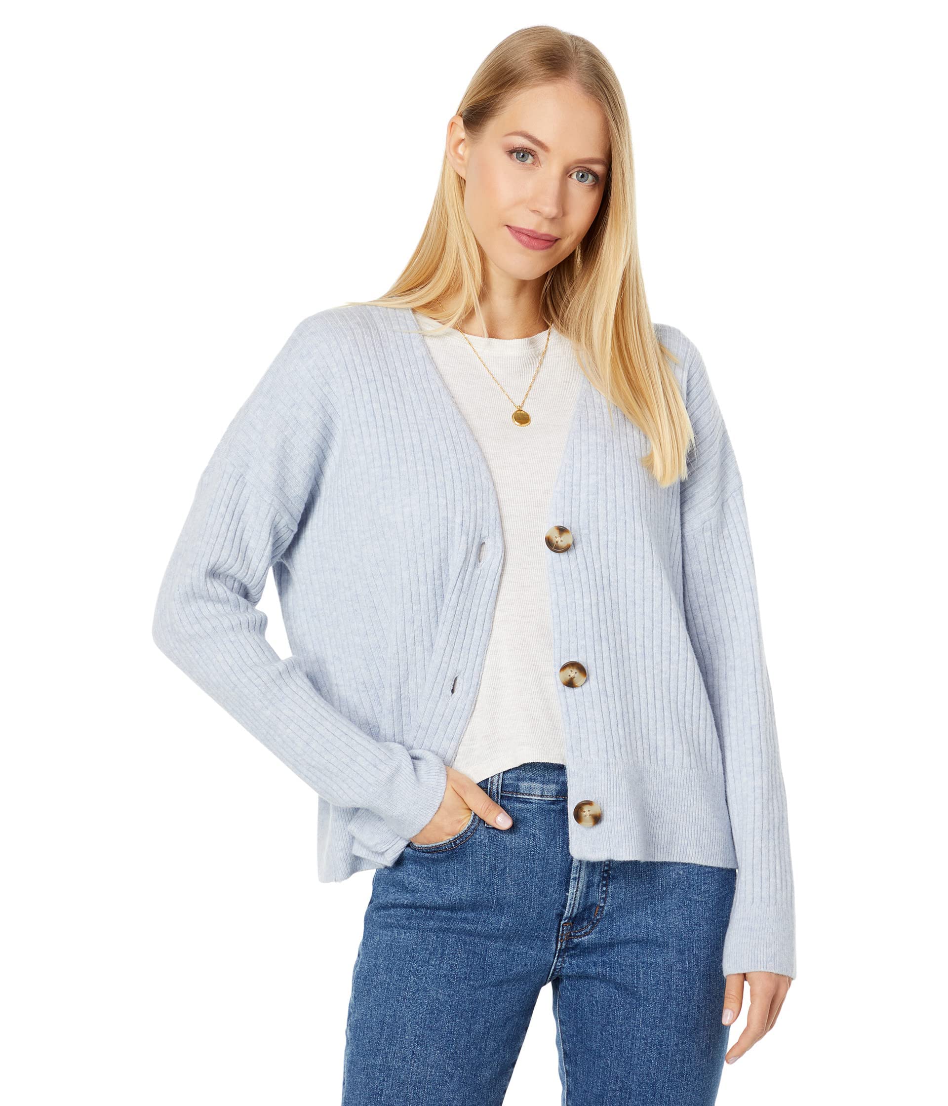 Madewell Women's Secret Santa Cropped V-Neck Cardigan Sweater - Soft Knit Lightweight Pullover for Casual Outfits & Holiday Parties