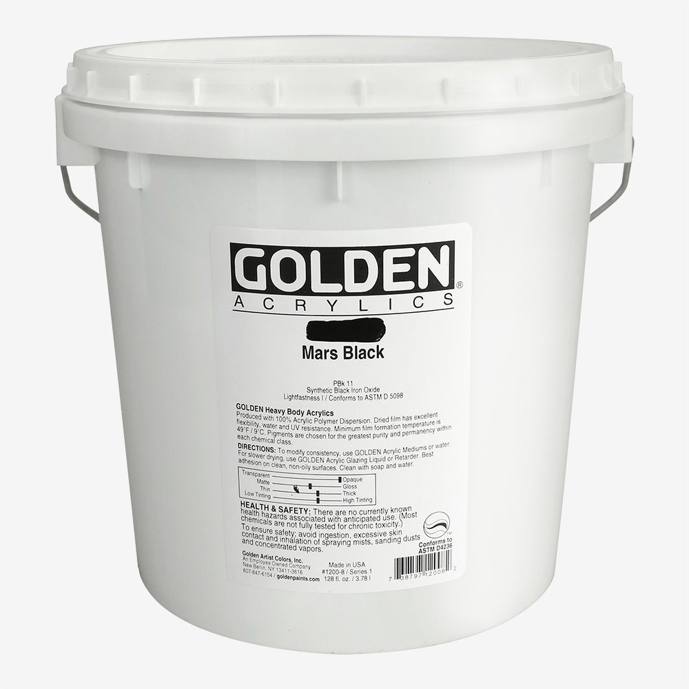 GOLDEN Heavy Body Acrylic Paint - Mars Black 128 fl oz Jar | Professional Grade Opaque Acrylics for Artists | Perfect for Canvas Painting, Murals & Fine Art Projects