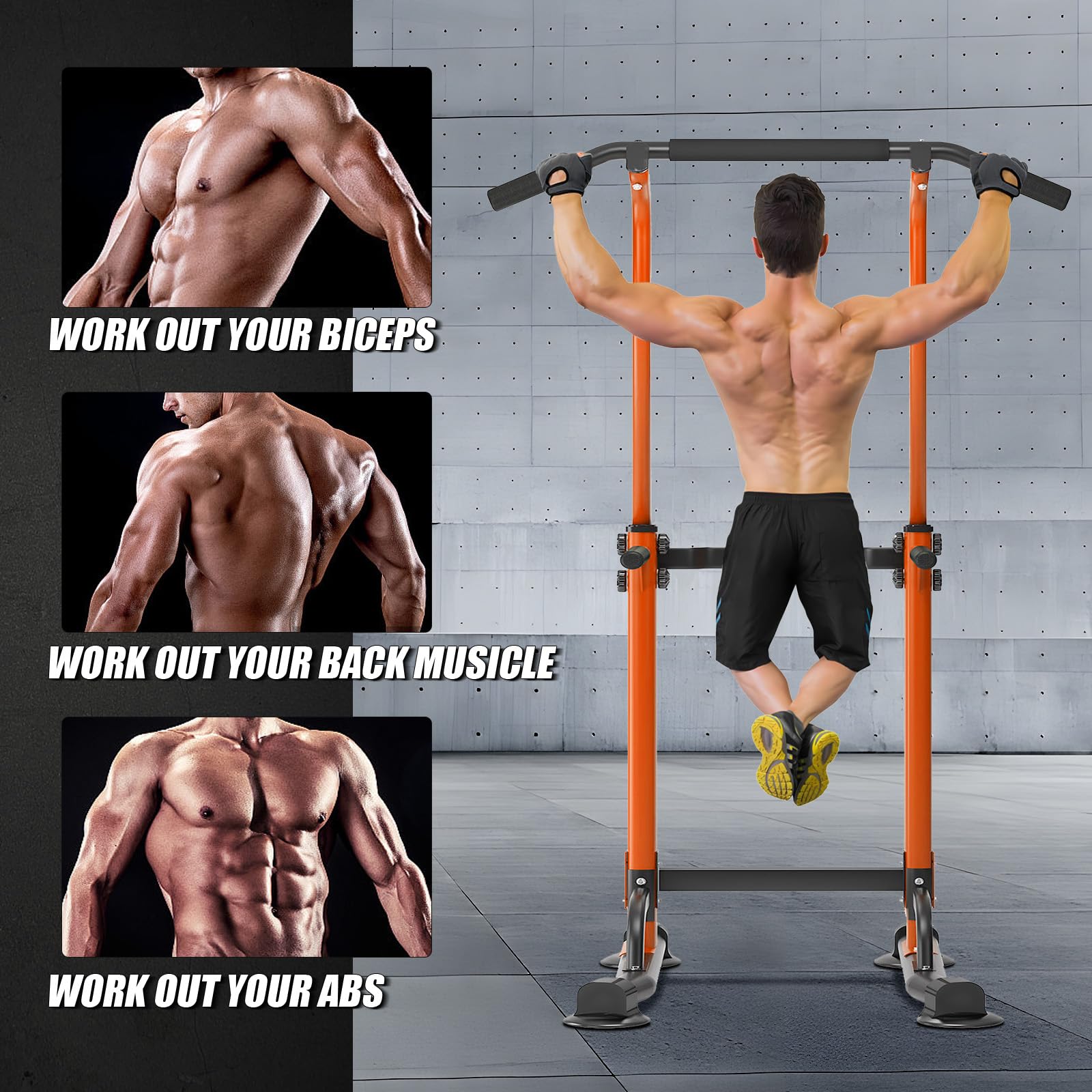 Soges Power Tower Pull Up Bar Station - Adjustable Free Standing Dip Station for Home Gym, Strength Training & Fitness Workout Equipment - Perfect for Home Exercise, Muscle Building & Full Body Workouts