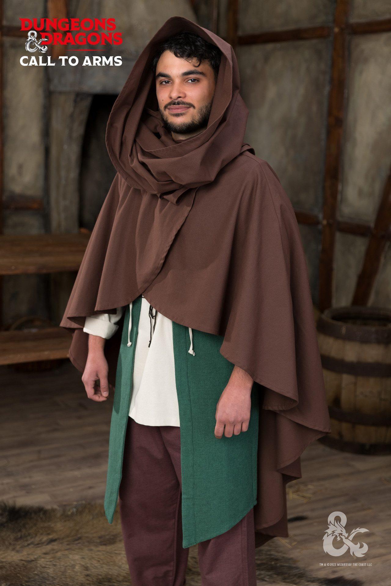 Dungeons & Dragons Druid Cape - Brown Fantasy Costume Cloak for LARP, Cosplay & Roleplaying Games | Perfect for D&D Adventurers & Fantasy Enthusiasts
