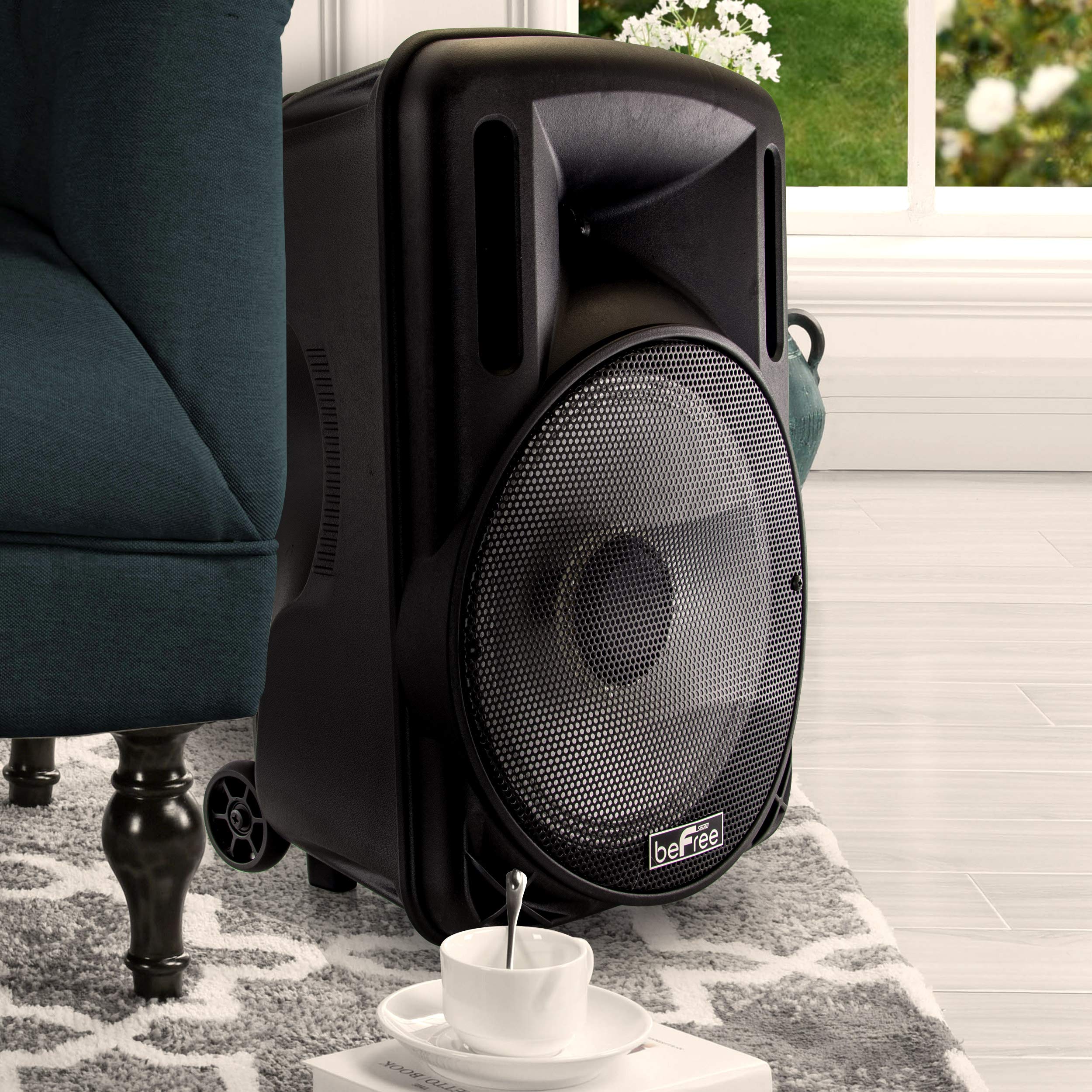 beFree Sound 12 Inch 2500 Watt Bluetooth Portable PA Speaker with LED Lights, USB/MicroSD/AUX/FM Radio - Perfect for Outdoor Parties, Events & DJ Performances (BFS-12, Black)