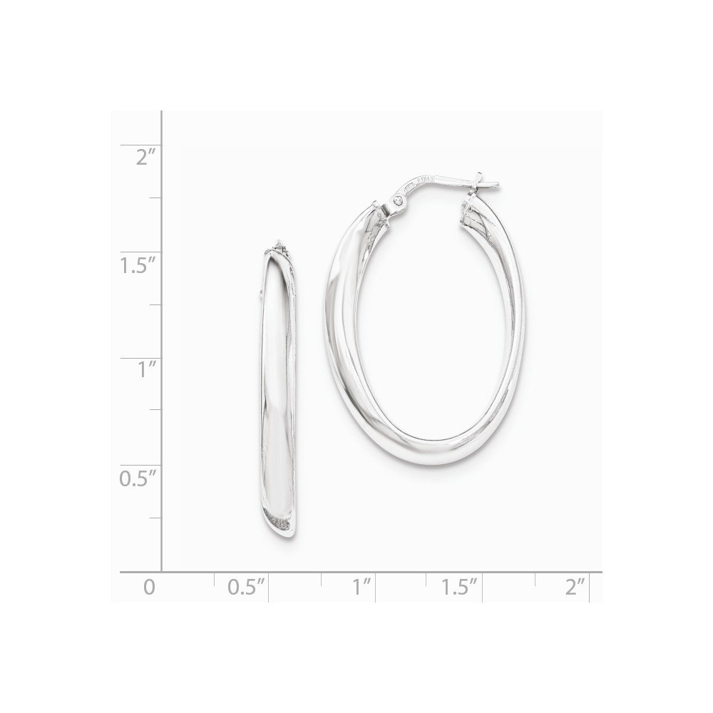 Sterling Silver Rhodium-Plated Oval Hoop Earrings for Women - Elegant Dangle Drop Earrings for Everyday Wear, Parties & Gifts