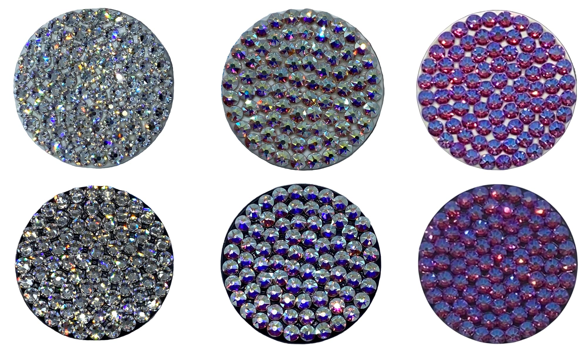 Sparkling Black or White Rhinestone Pop-Up Phone Grip & Stand - Genuine Austrian Crystals (Clear/AB/Fuchsia) | Perfect for Selfies, Videos & Hands-Free Viewing