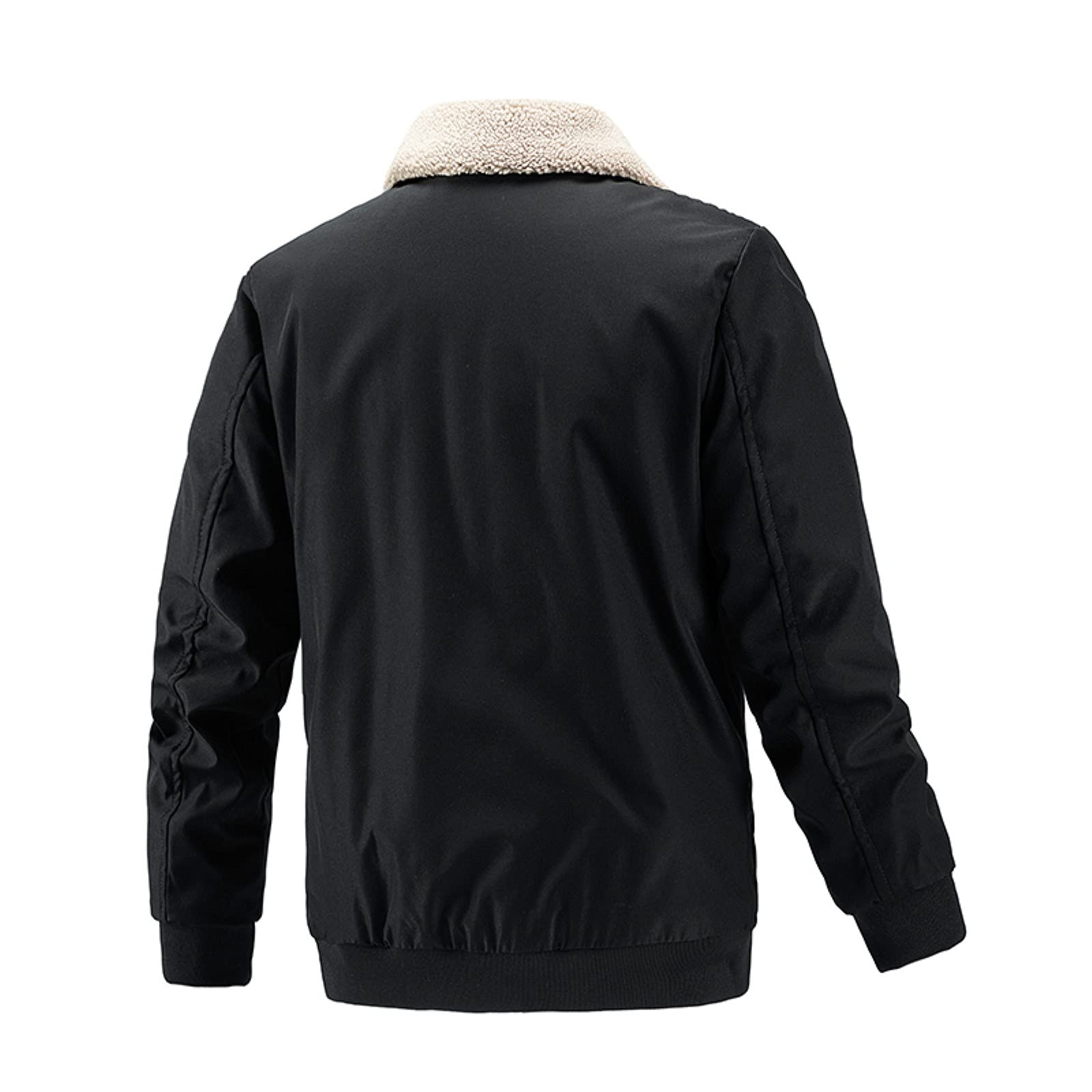 Men's Winter Plush Lapel Cotton Overcoat with Pockets - Solid Color Loose Casual Jacket for Office & Outdoor Wear | Warm Winter Coat for Business, Commuting & Daily Use