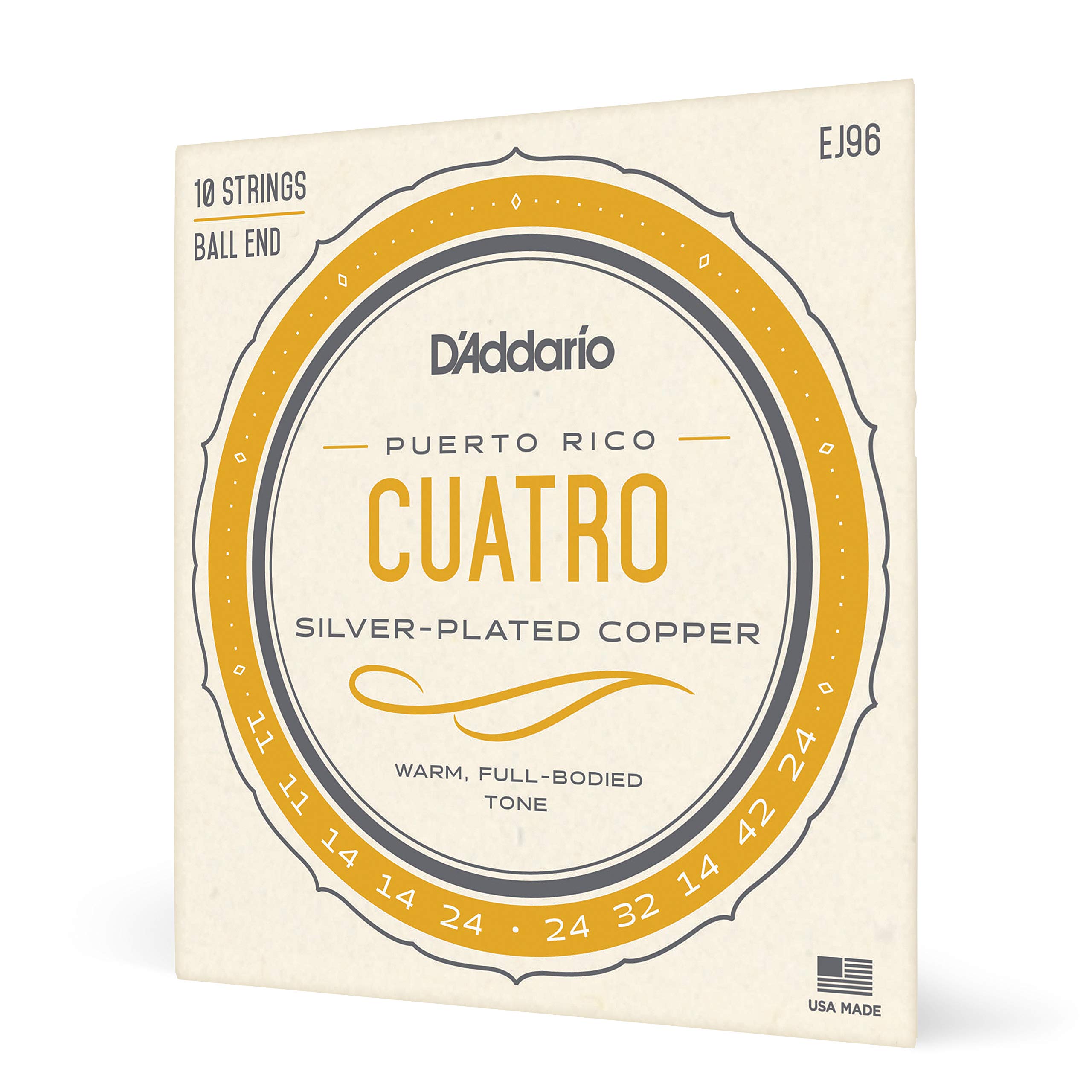 D'Addario EJ96 Cuatro Strings for Puerto Rico - High-Quality Nylon Strings for Traditional Cuatro Music | Perfect for Folk, Latin, and Classical Performances