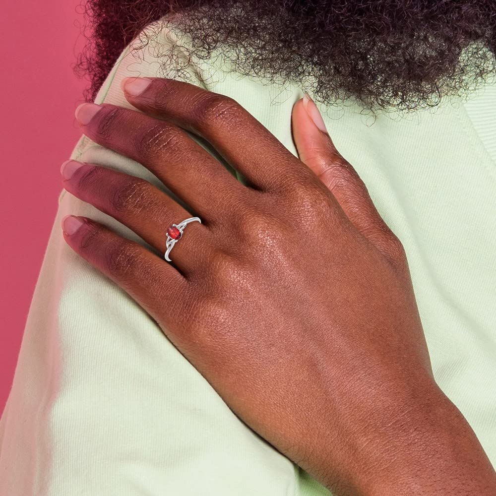 14k White Gold Garnet Birthstone Ring - Elegant Fine Jewelry for Women, Perfect Gift for Her, Size 7, Ideal for Anniversaries, Birthdays & Special Occasions