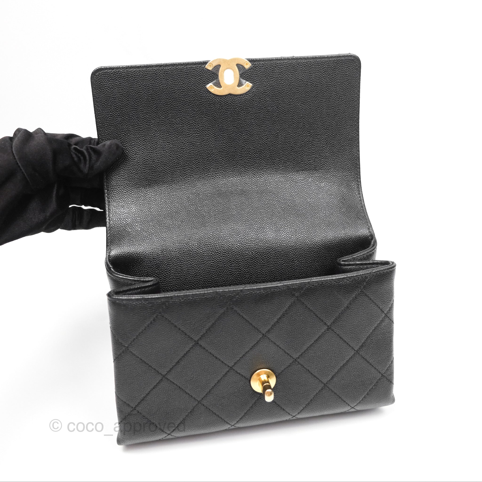 Chanel Quilted Caviar Leather Bracelet On Chain Flap Bag - Black with Aged Gold Hardware - Perfect for Evening Events, Parties & Luxury Fashion Accessories