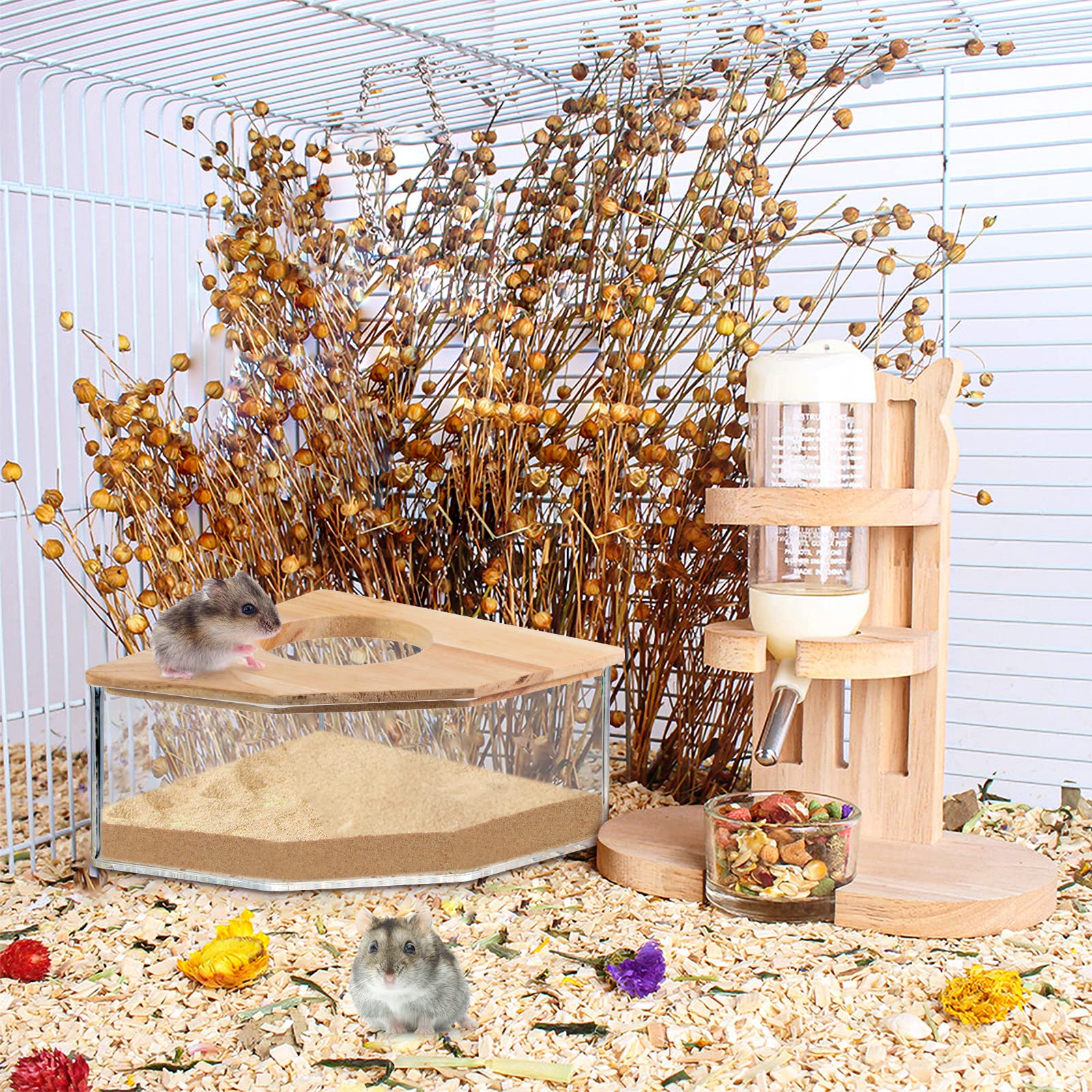 Large Transparent Acrylic Hamster Sand Bath Box - Hamster Bathroom House & Accessories for Gerbils, Lemmings - Perfect for Cage Cleaning & Small Pet Grooming