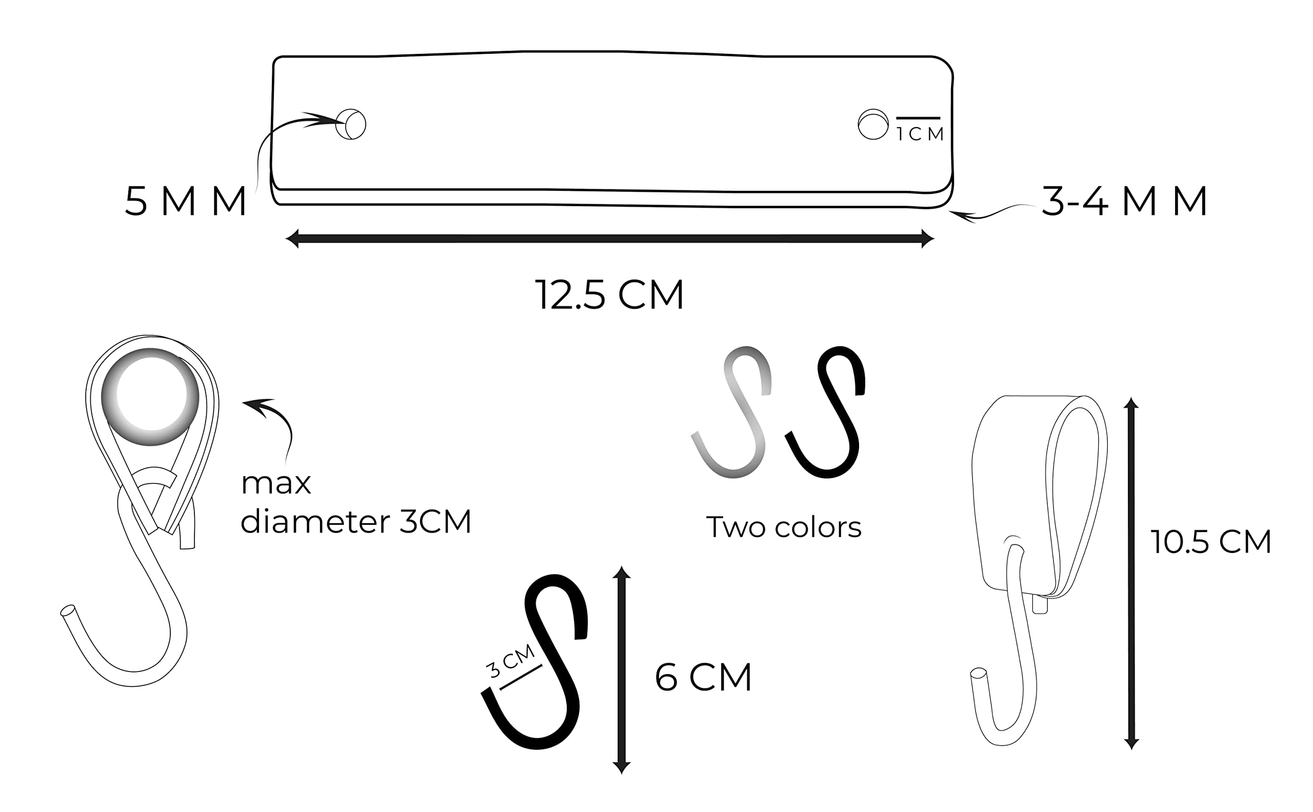 Brute Strength Multifunctional Leather S-Hooks - Heavy Duty Black S-Shaped Hooks for Coats, Kitchen, Garage & Home Organization (Set of 4) - Durable Leather Hanging Hooks for Wall, Door & Closet Storage
