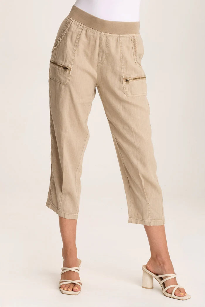 Camden Linen Tapered Crop Pants for Women - Tanglewood Collection | Summer Casual Wear & Beach Outfits