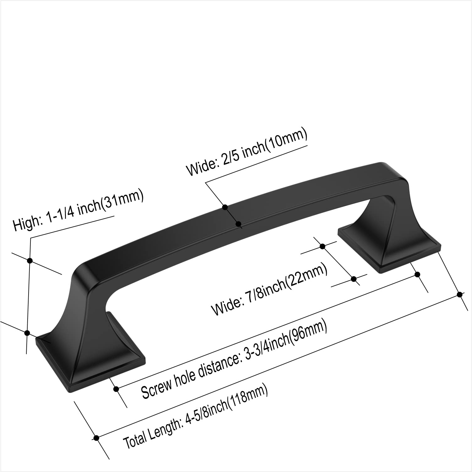 Amerdeco 10 Pack Matte Black 3-3/4 Inch (96mm) Center to Center Cabinet Pulls - Modern Kitchen Cabinet Handles & Drawer Pulls for Home, Office, and RV Cabinetry - Durable Hardware for Cabinets, Cupboards, and Furniture