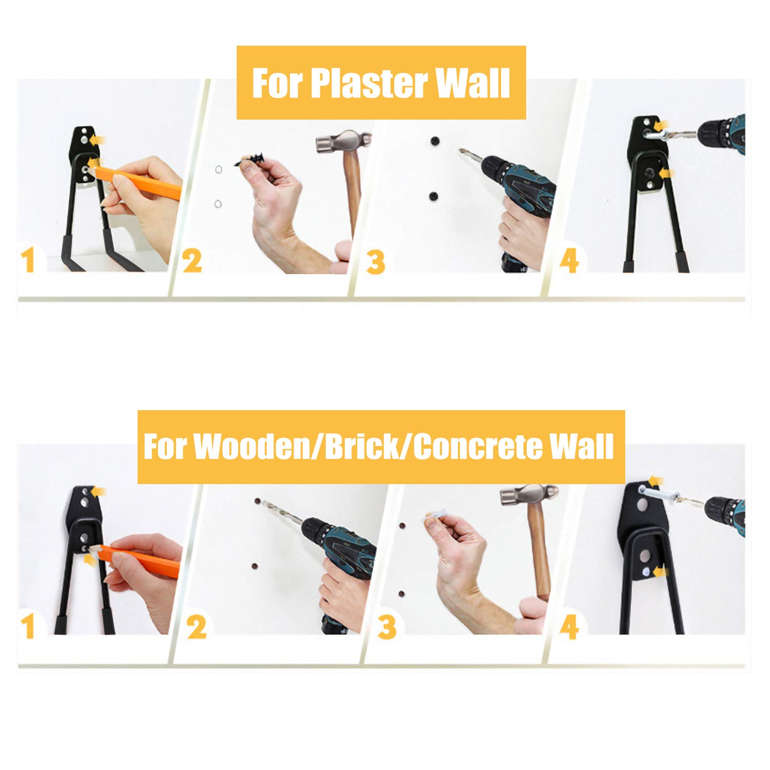 Heavy Duty Steel Garage Storage Hooks - Double J Hooks Wall Mount Organizer for Power Tools, Bikes, Ladders, Ropes & Hoses - Perfect for Garage, Workshop & Home Storage Organization