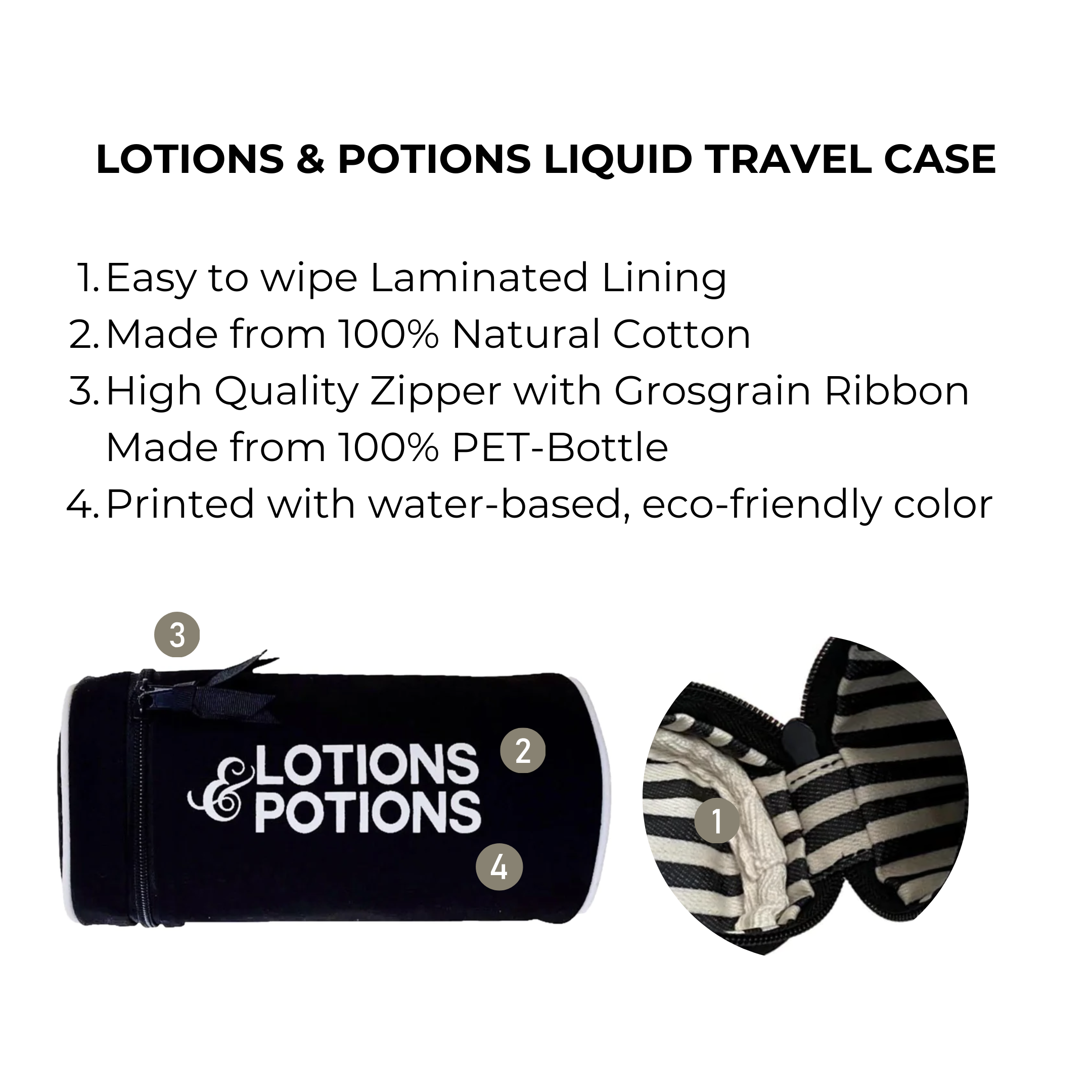 Travel-Sized Liquid Cosmetic Case - Black | TSA Approved Toiletry Bag for Airplane Carry-On & Perfect for Skincare, Makeup, and Shampoo Storage