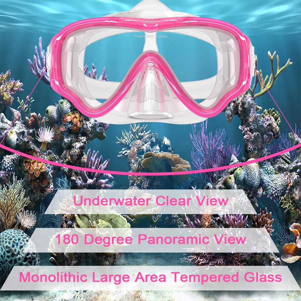 WACOOL Anti-Fog Scuba Diving Mask for Kids & Teens - Youth Swimming Snorkeling Gear with Coated Glass Lens - Perfect for Pool, Beach & Underwater Adventures