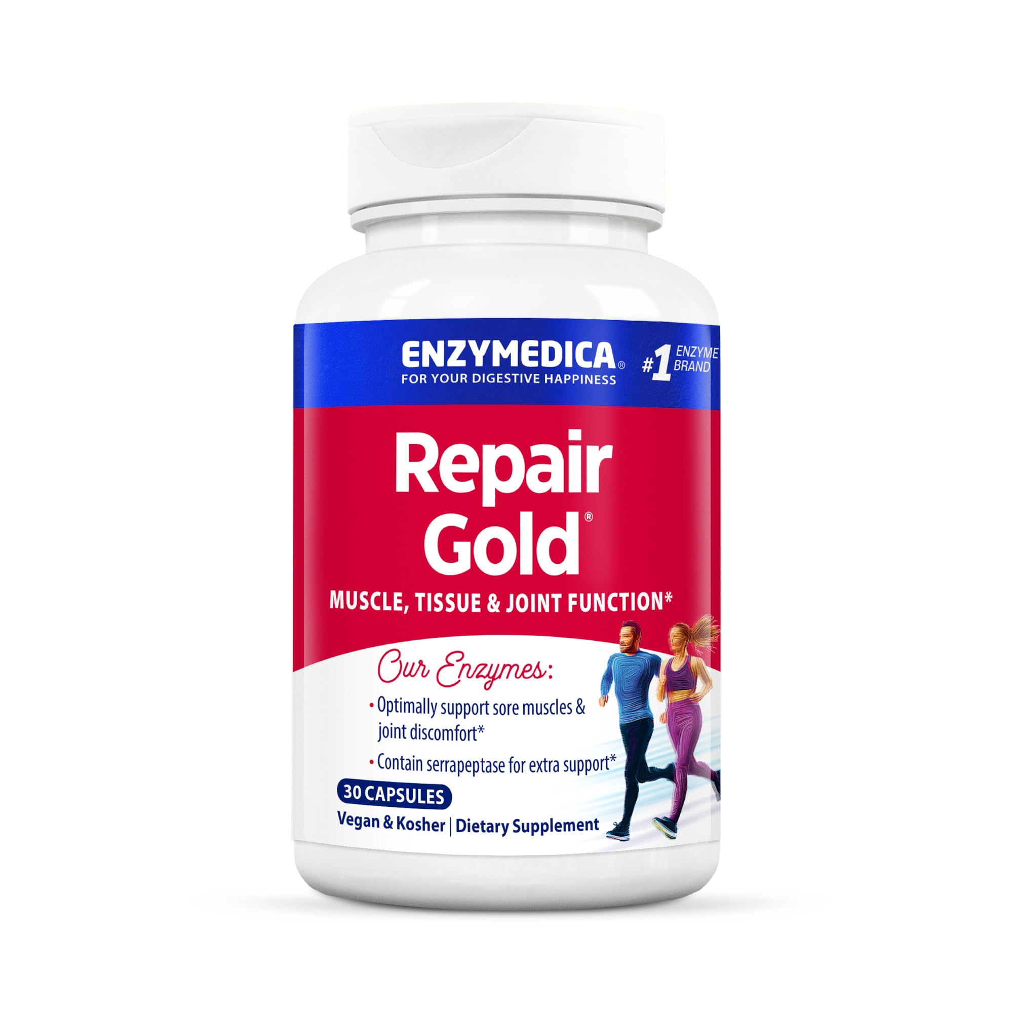 Enzymedica Repair Gold Proteolytic Enzymes Supplement for Joint Support - Promotes Muscle Recovery & Tissue Health - 30 Capsules - Ideal for Athletes & Active Lifestyles