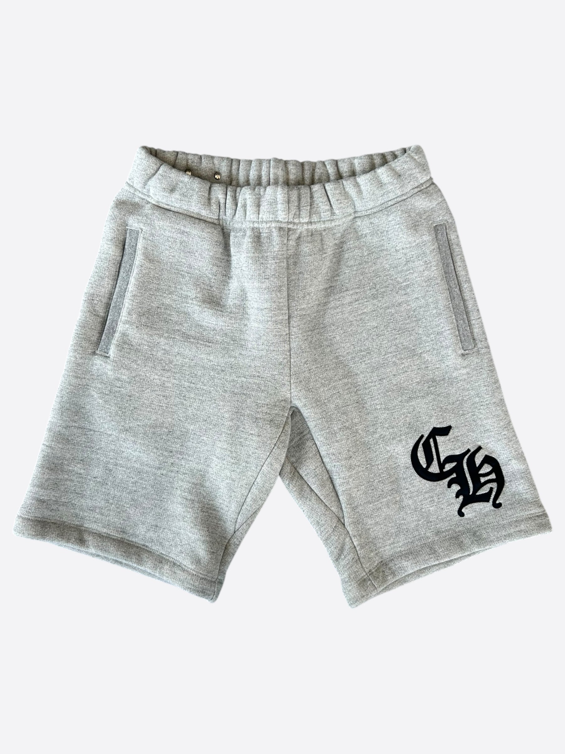 Chrome Hearts Grey & Black CH Logo Embroidered Shorts for Men - Stylish Streetwear & Casual Wear for Summer Outfits