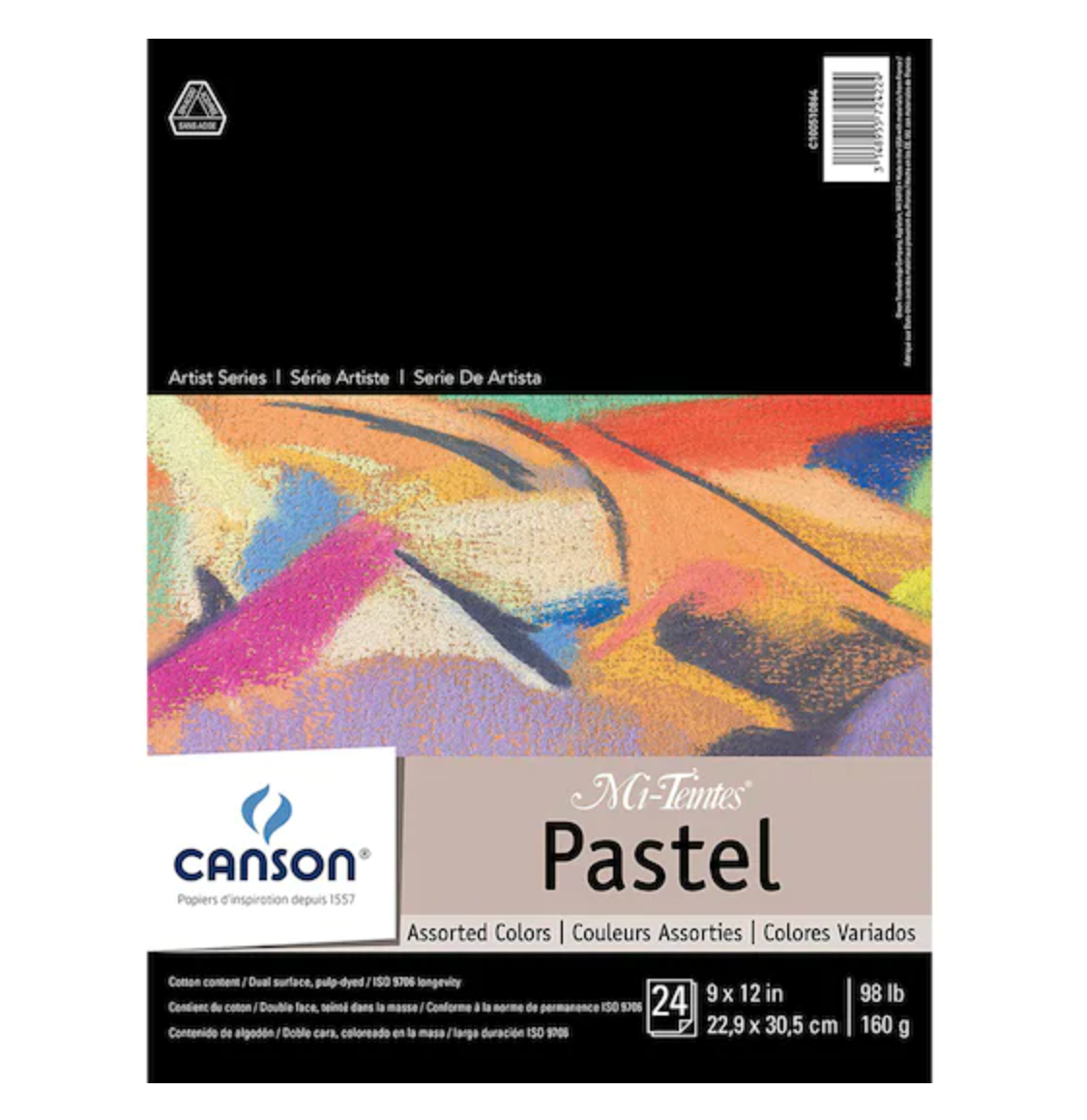 Canson® Mi Teintes® Assorted Colors Pastel Paper Pad 9x12 Inches - Premium Textured Drawing Paper for Pastels, Charcoal & Mixed Media | Ideal for Artists, Sketching & Craft Projects