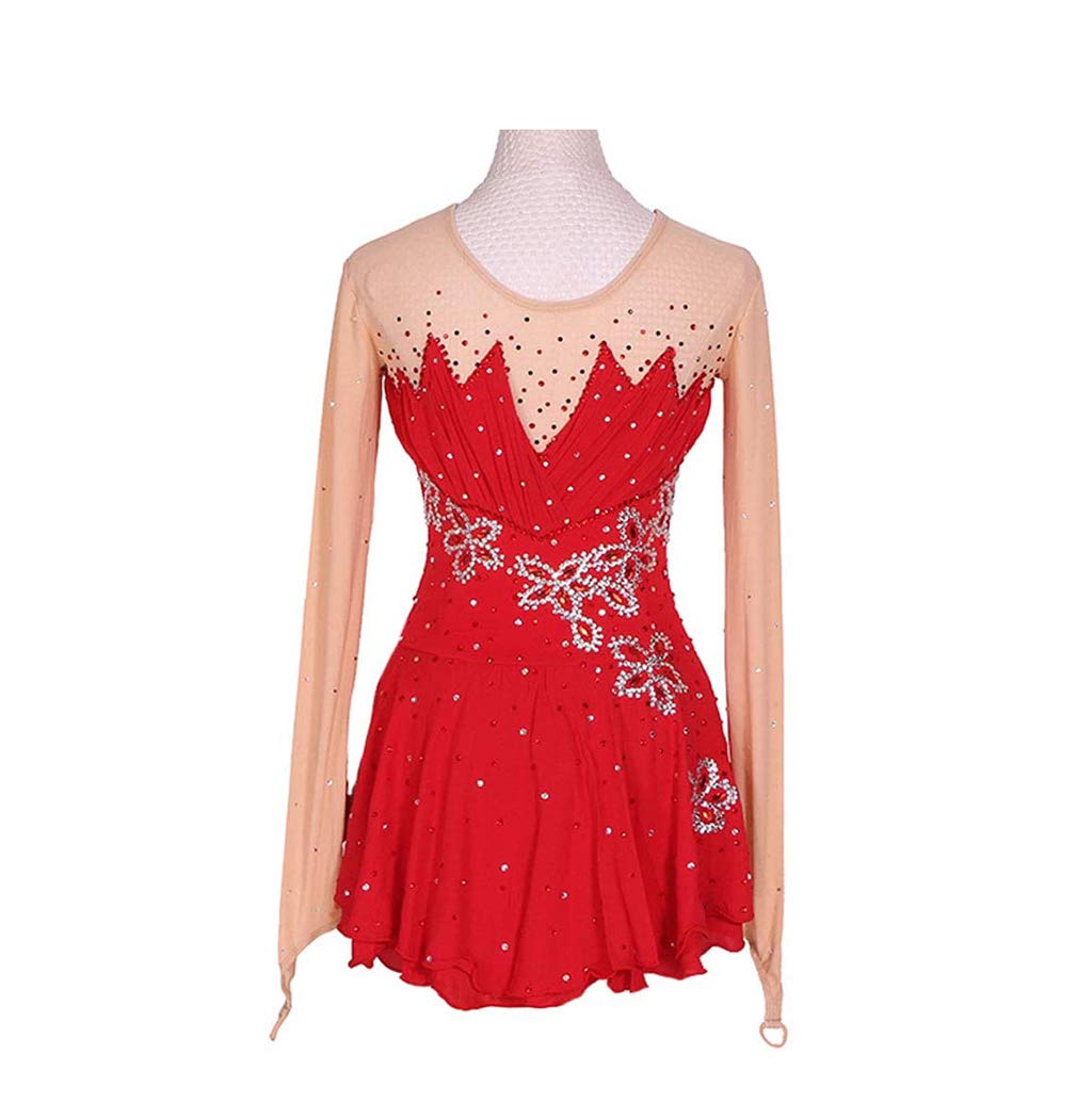 MAOYI Figure Skating Dress for Women – Handmade Spandex High-Stretch Skating Suit with Rhinestone Diamonds | Perfect for Ice Skating Competitions & Performances