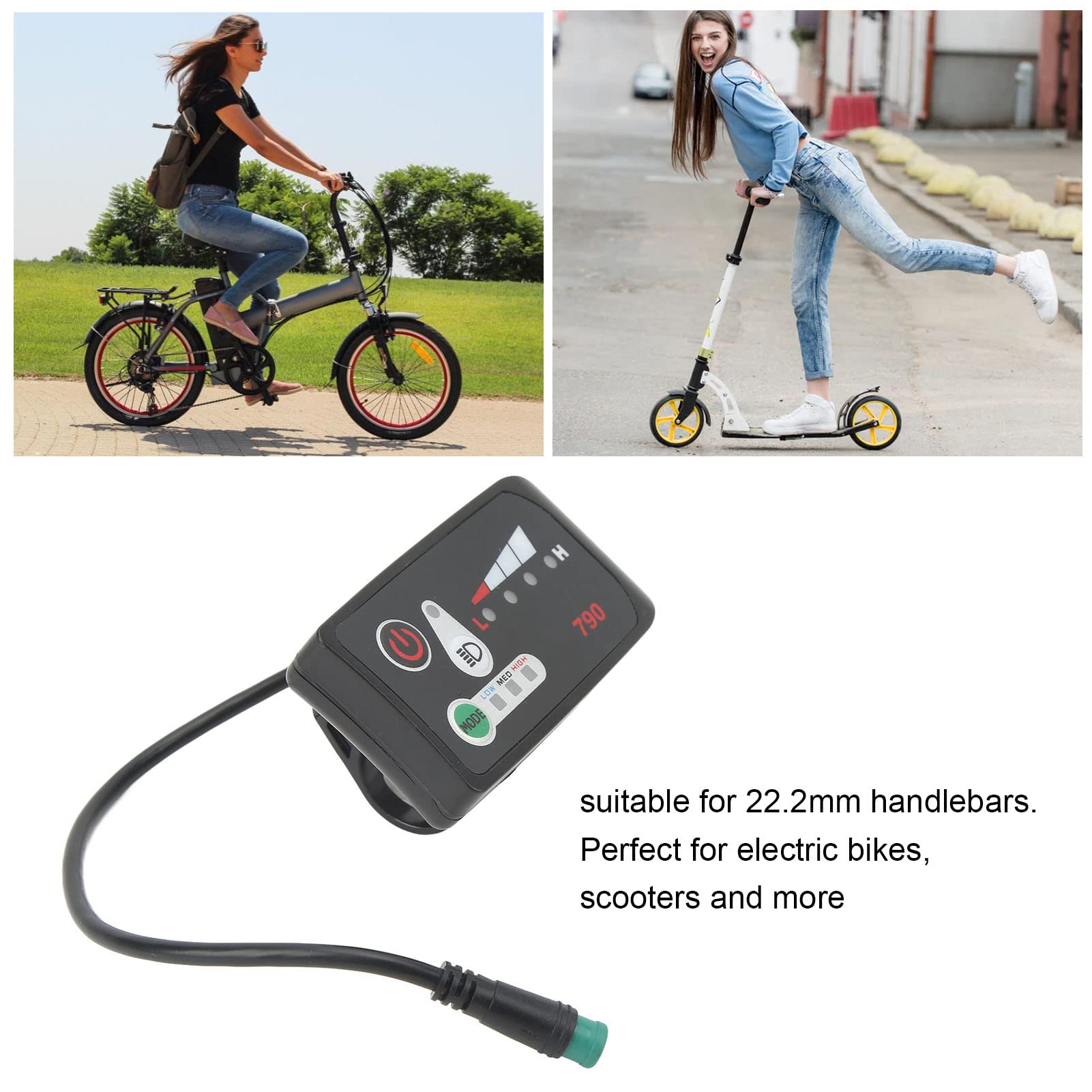24V 36V 48V Waterproof Electric Bike LED Display Control Panel - Speedometer, Battery Indicator & Data Monitor for E-Bike Conversion Kits (Perfect for Commuting, Mountain Biking & Urban Riding)