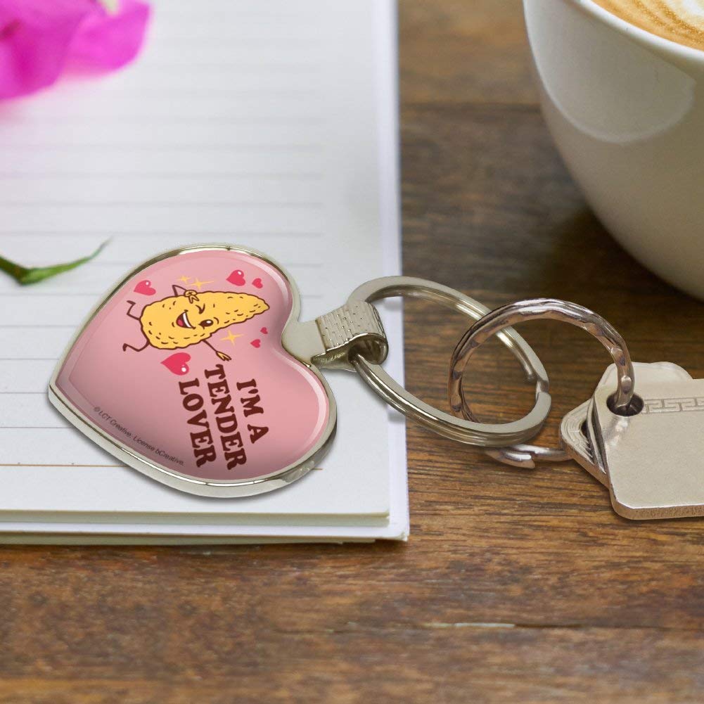 Funny Chicken Nugget Keychain - Heart Love Metal Key Ring for Couples & Friends - Perfect Gift for Valentine's Day, Anniversaries & Everyday Carry