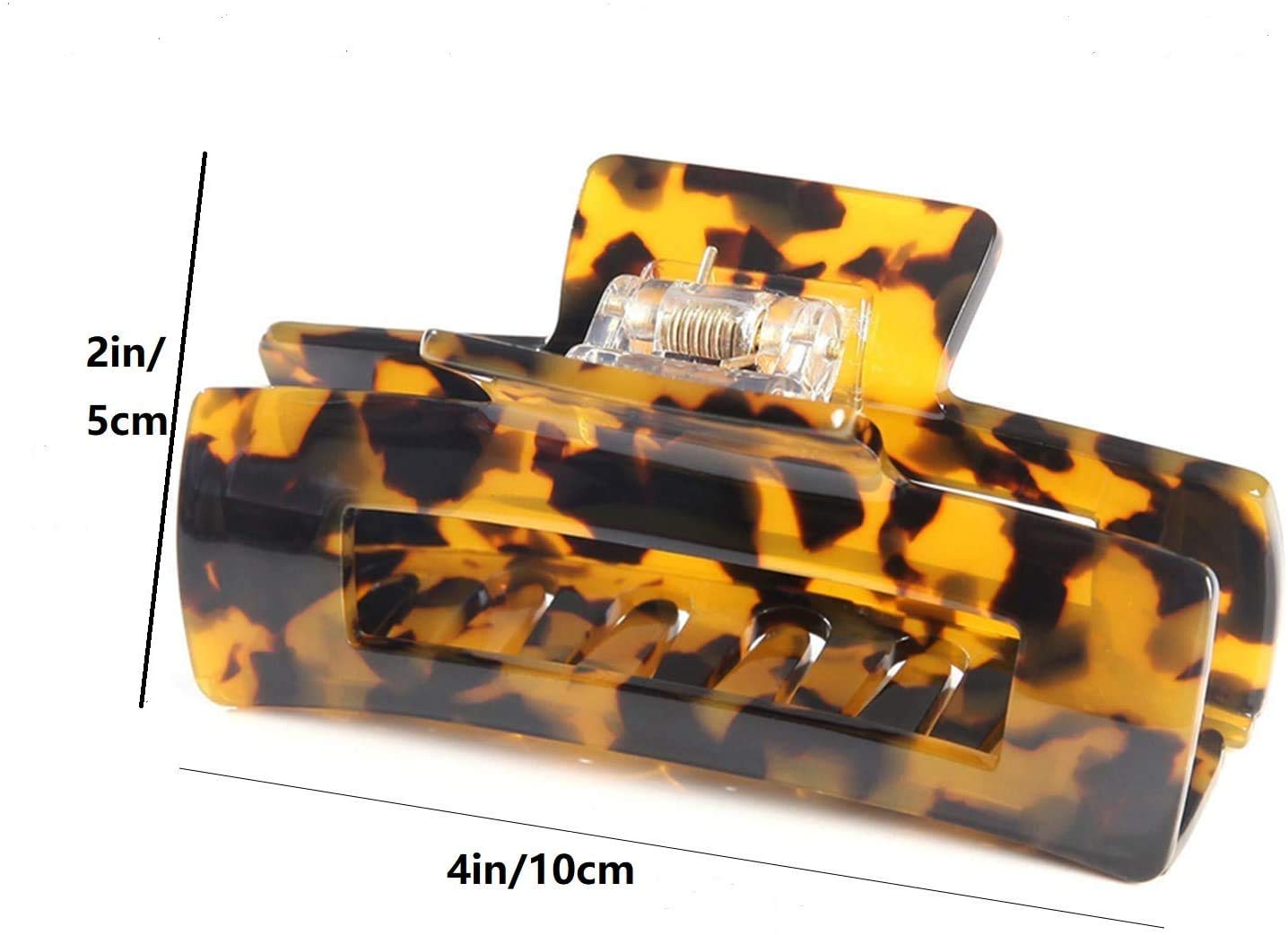 2PCS Extra Large Hair Claw Clips for Women - Tortoise Shell Cutout Design, French Style Rectangle Hair Clamps for Thick Hair - Perfect for Ponytails, Buns and Updos
