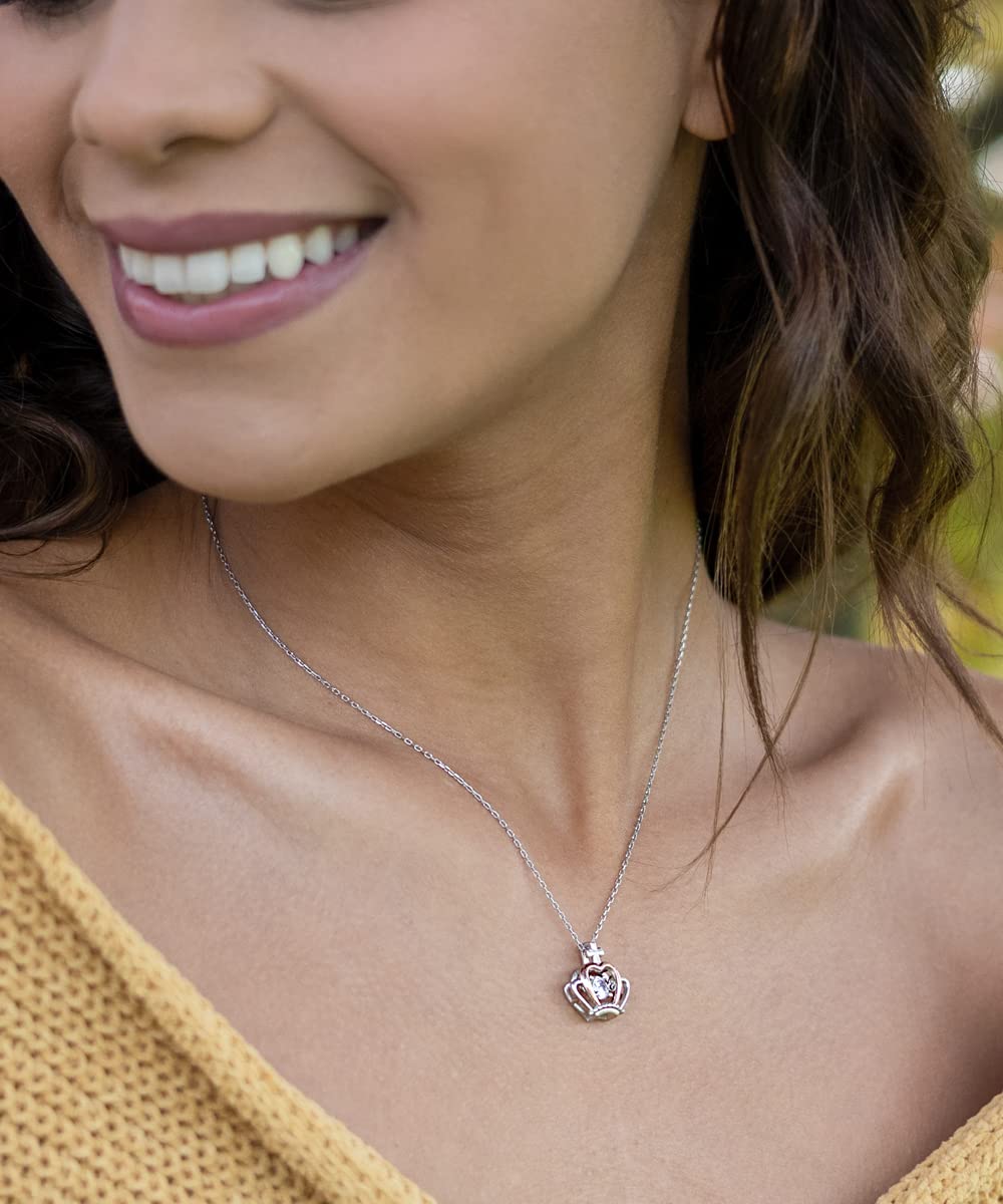 My Essential Love Necklace for Girlfriend - Crown Pendant Jewelry with Message Card - Romantic Gift for Her, Anniversary, Valentine's Day - Perfect for Date Nights & Special Occasions