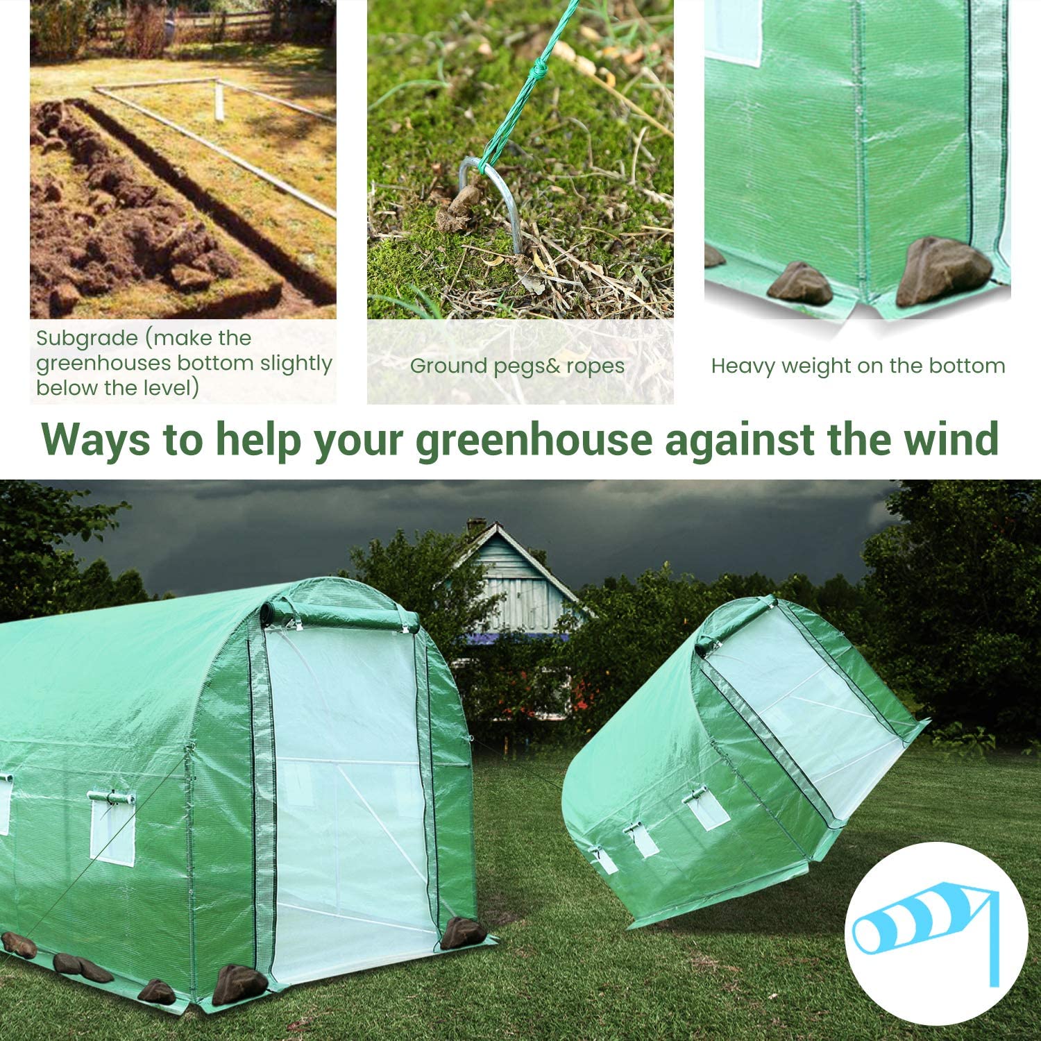 12x7x7 FT Heavy Duty Outdoor Greenhouse with Screen Door - UV Protection, Thermostatic & Waterproof Walk-in Plant House for Gardening - Perfect for Backyard, Patio & Garden Plant Protection